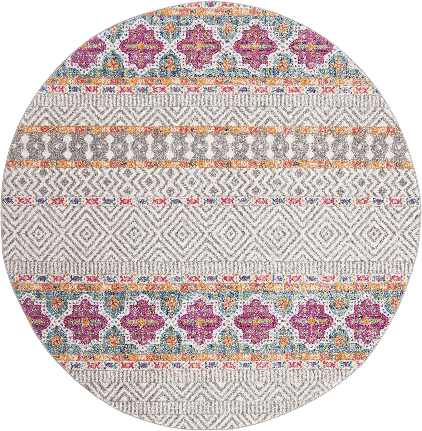 image:imageSAFAVIEH Madison Collection Area Rug 53 x 76 Grey amp Turquoise Boho Chic Design NonShedding amp Easy Care Ideal for High Traffic Areas in Living Room Bedroom MAD797GGreyIvory