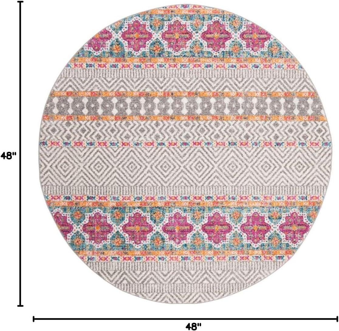 image:imageSAFAVIEH Madison Collection Area Rug 53 x 76 Grey amp Turquoise Boho Chic Design NonShedding amp Easy Care Ideal for High Traffic Areas in Living Room Bedroom MAD797GGreyIvory