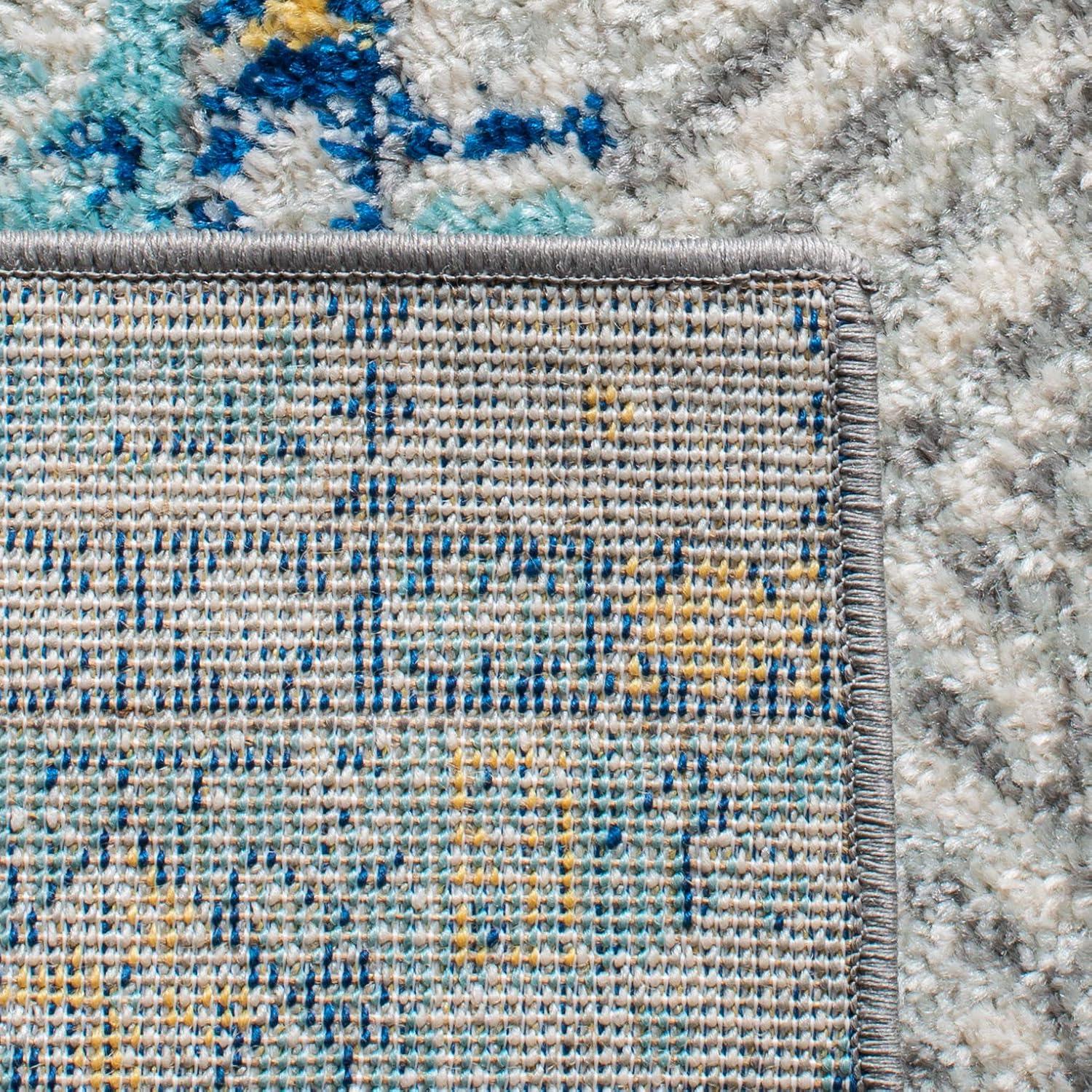 image:imageSAFAVIEH Madison Collection Area Rug 53 x 76 Grey amp Turquoise Boho Chic Design NonShedding amp Easy Care Ideal for High Traffic Areas in Living Room Bedroom MAD797GGreyTurquoise