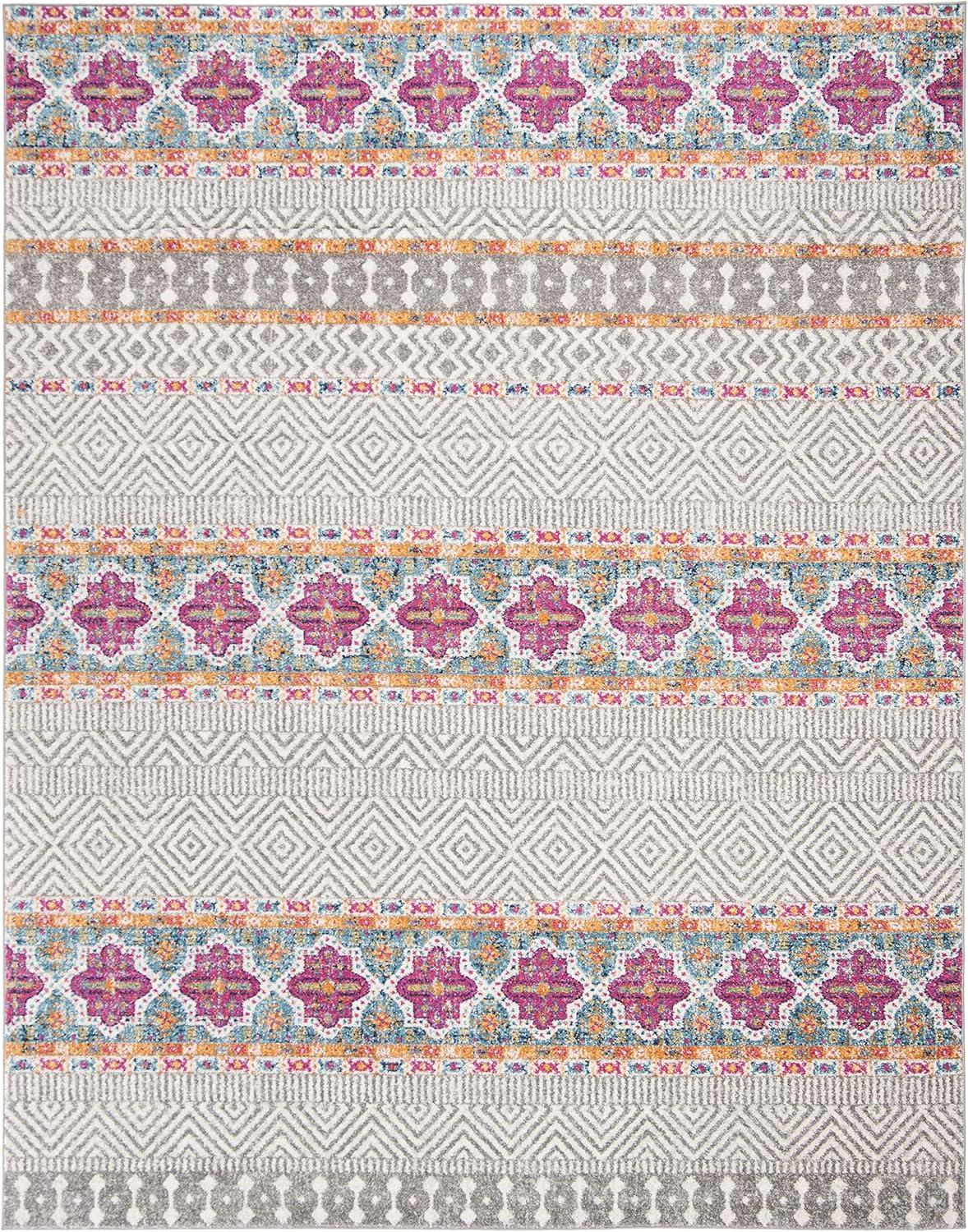 image:imageSAFAVIEH Madison Collection Area Rug 53 x 76 Grey amp Turquoise Boho Chic Design NonShedding amp Easy Care Ideal for High Traffic Areas in Living Room Bedroom MAD797GGreyIvory