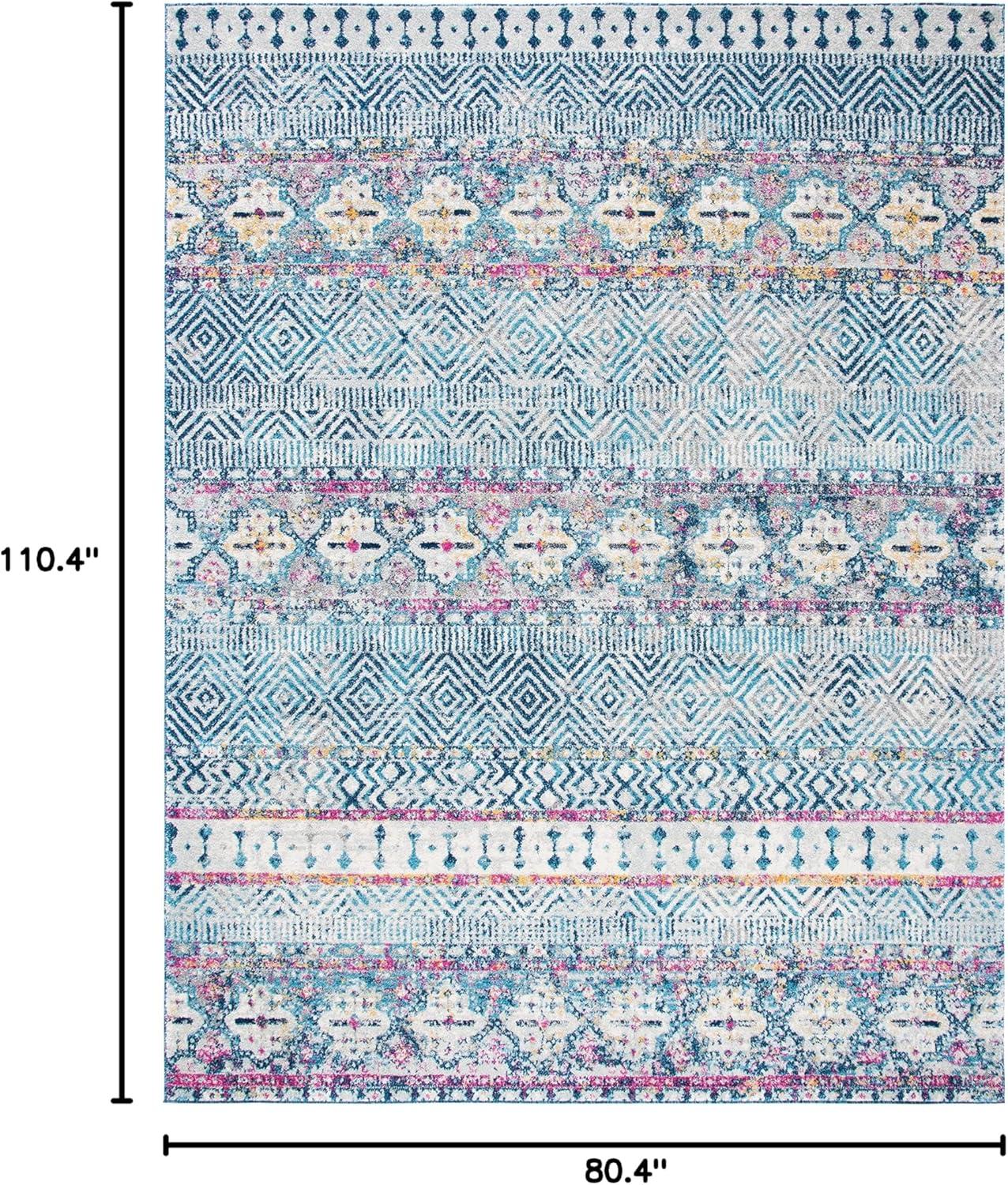 image:imageSAFAVIEH Madison Collection Area Rug 53 x 76 Grey amp Turquoise Boho Chic Design NonShedding amp Easy Care Ideal for High Traffic Areas in Living Room Bedroom MAD797GDenim BluePurple