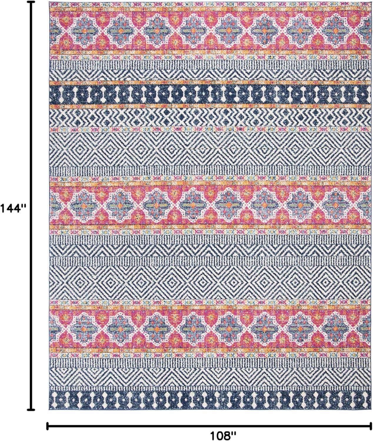 image:imageSAFAVIEH Madison Collection Area Rug 53 x 76 Grey amp Turquoise Boho Chic Design NonShedding amp Easy Care Ideal for High Traffic Areas in Living Room Bedroom MAD797GNavyIvory
