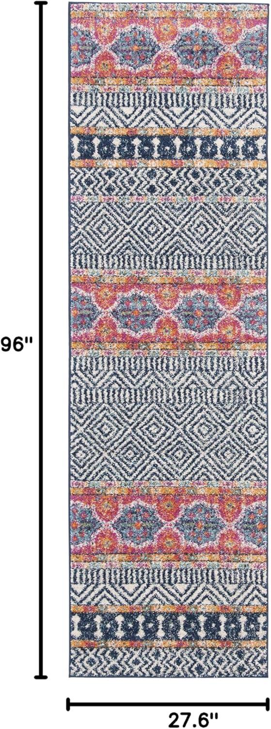 image:imageSAFAVIEH Madison Collection Area Rug 53 x 76 Grey amp Turquoise Boho Chic Design NonShedding amp Easy Care Ideal for High Traffic Areas in Living Room Bedroom MAD797GNavyIvory