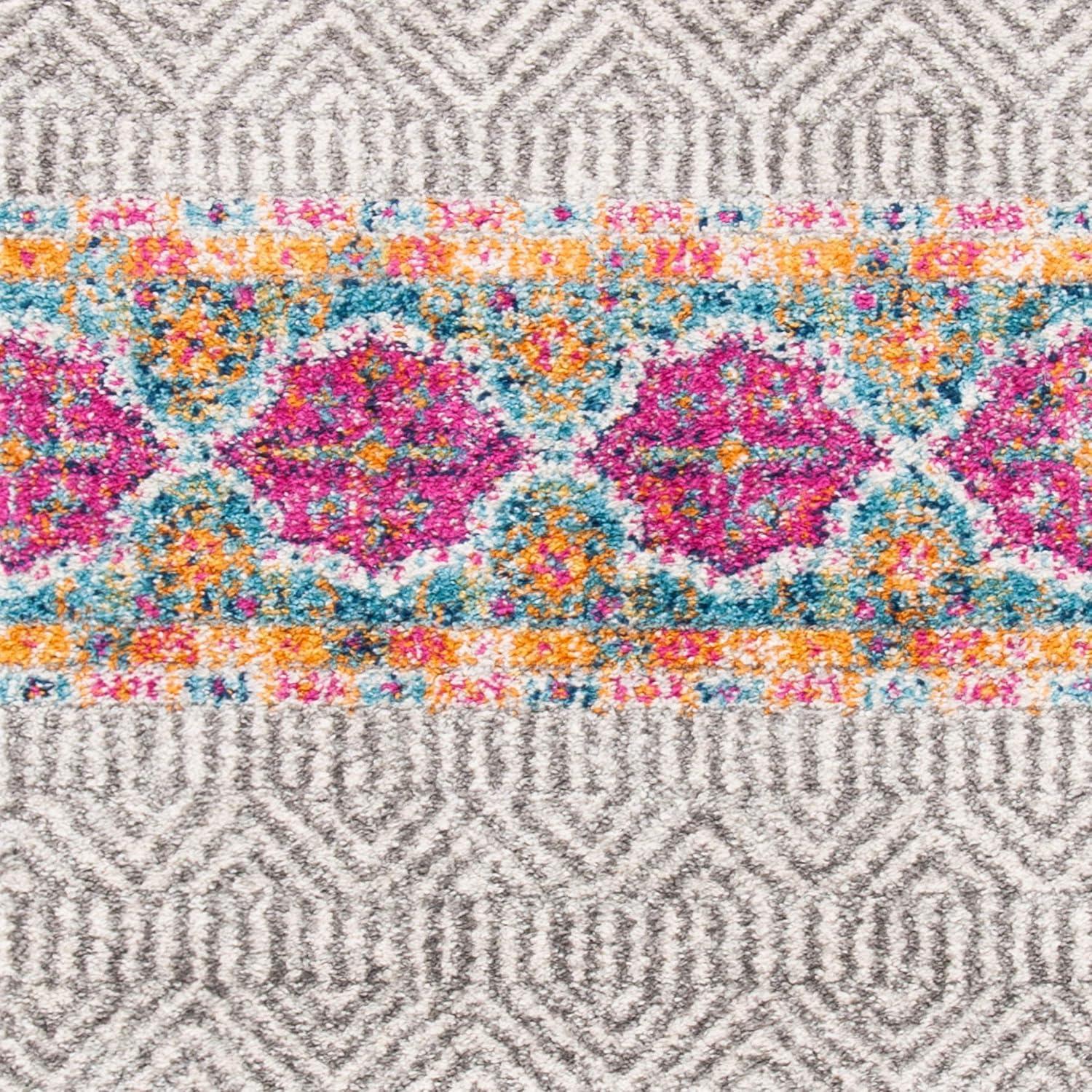 image:imageSAFAVIEH Madison Collection Area Rug 53 x 76 Grey amp Turquoise Boho Chic Design NonShedding amp Easy Care Ideal for High Traffic Areas in Living Room Bedroom MAD797GGreyIvory