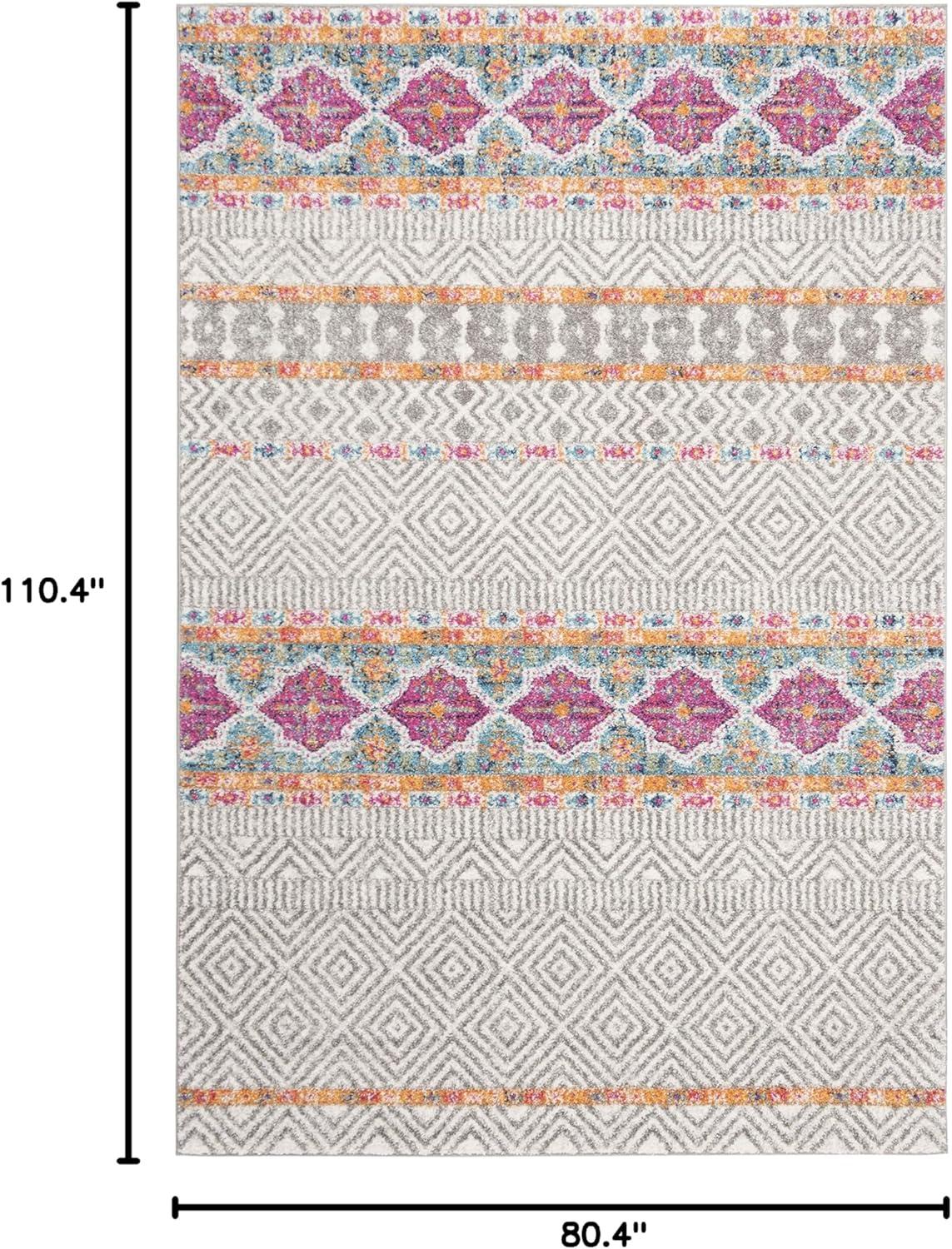 image:imageSAFAVIEH Madison Collection Area Rug 53 x 76 Grey amp Turquoise Boho Chic Design NonShedding amp Easy Care Ideal for High Traffic Areas in Living Room Bedroom MAD797GGreyIvory