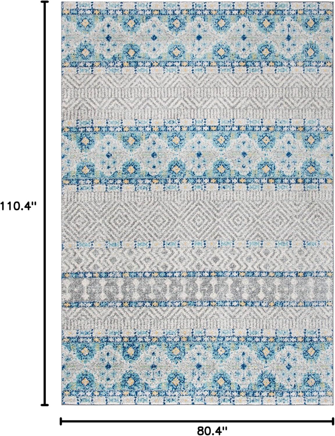 image:imageSAFAVIEH Madison Collection Area Rug 53 x 76 Grey amp Turquoise Boho Chic Design NonShedding amp Easy Care Ideal for High Traffic Areas in Living Room Bedroom MAD797GGreyTurquoise
