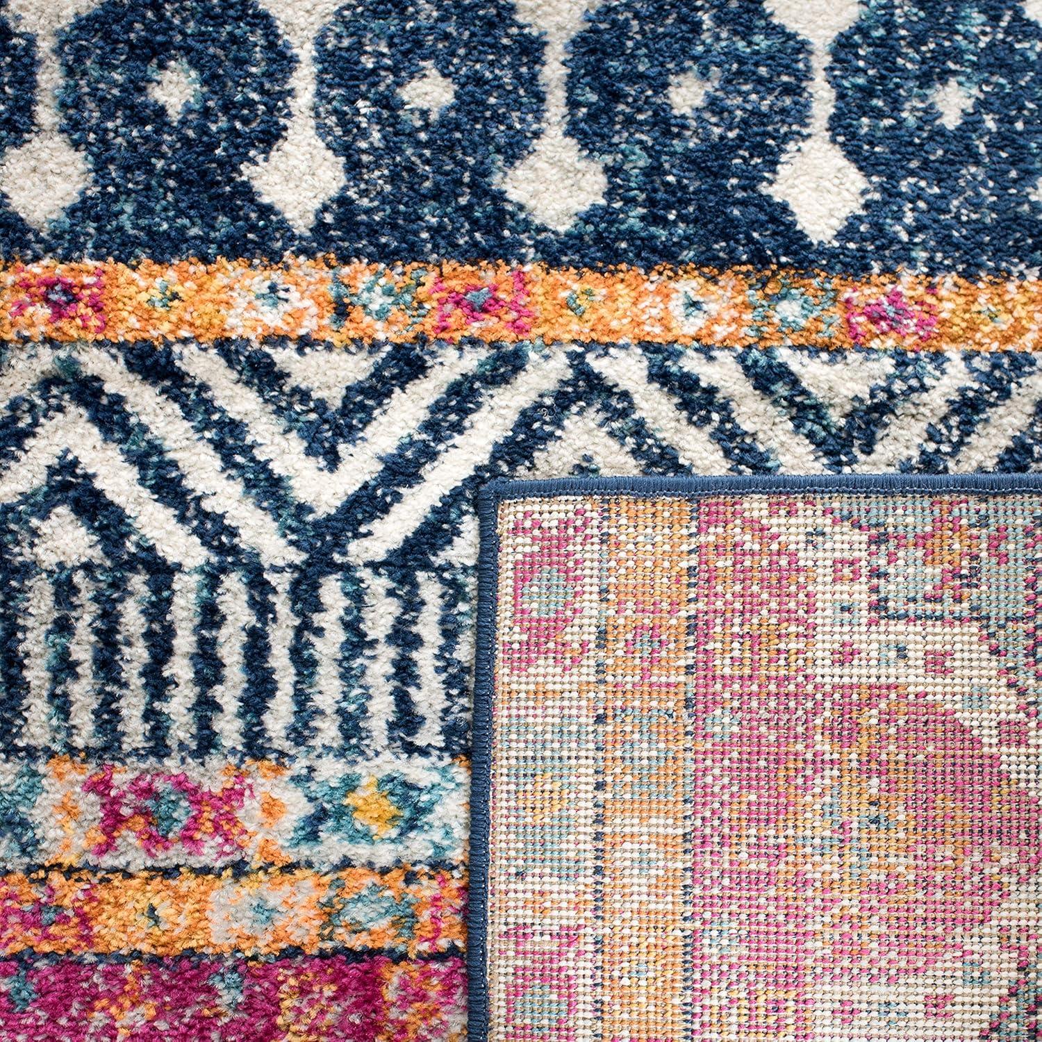 image:imageSAFAVIEH Madison Collection Area Rug 53 x 76 Grey amp Turquoise Boho Chic Design NonShedding amp Easy Care Ideal for High Traffic Areas in Living Room Bedroom MAD797GNavyIvory