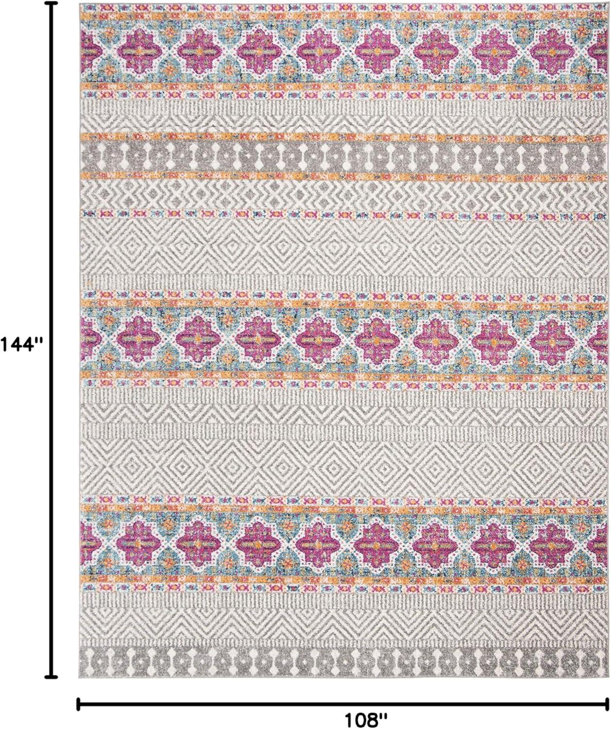 image:imageSAFAVIEH Madison Collection Area Rug 53 x 76 Grey amp Turquoise Boho Chic Design NonShedding amp Easy Care Ideal for High Traffic Areas in Living Room Bedroom MAD797GGreyIvory