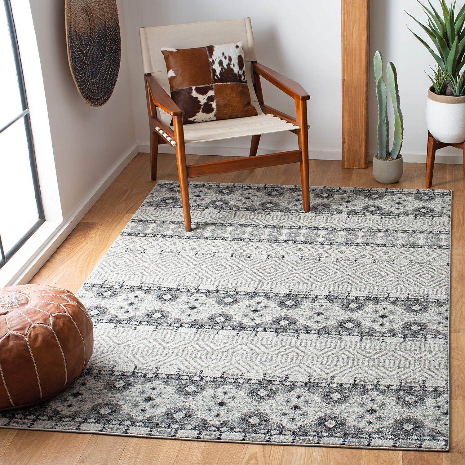 image:imageSAFAVIEH Madison Collection Area Rug 53 x 76 Grey amp Turquoise Boho Chic Design NonShedding amp Easy Care Ideal for High Traffic Areas in Living Room Bedroom MAD797GCharcoalGrey