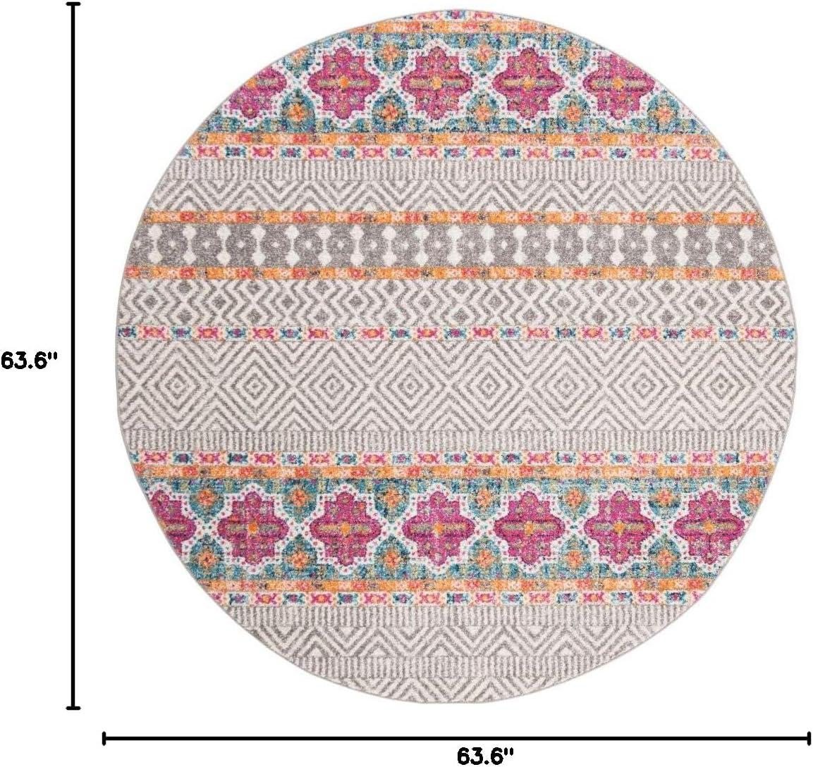 image:imageSAFAVIEH Madison Collection Area Rug 53 x 76 Grey amp Turquoise Boho Chic Design NonShedding amp Easy Care Ideal for High Traffic Areas in Living Room Bedroom MAD797GGreyIvory