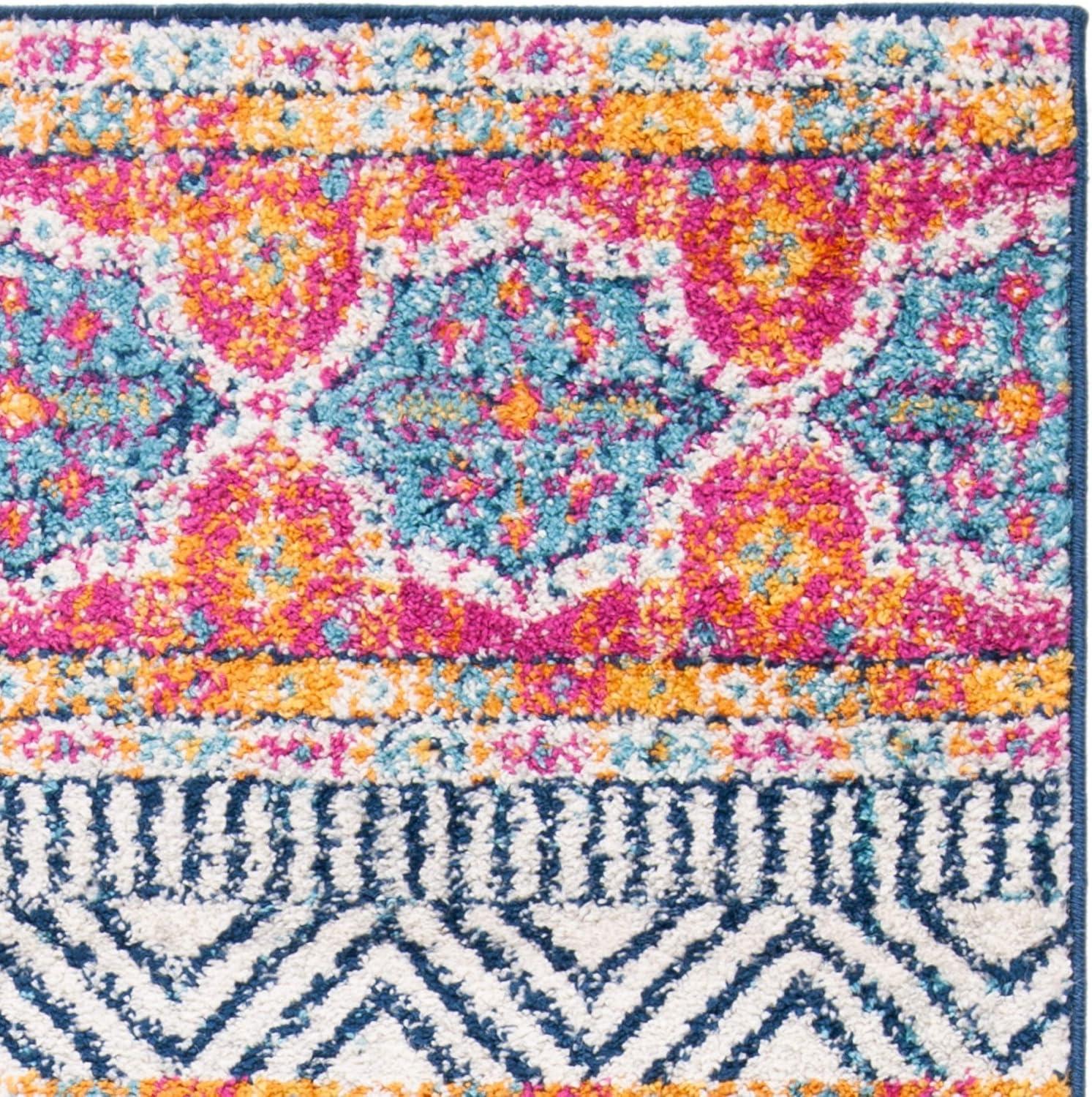 image:imageSAFAVIEH Madison Collection Area Rug 53 x 76 Grey amp Turquoise Boho Chic Design NonShedding amp Easy Care Ideal for High Traffic Areas in Living Room Bedroom MAD797GNavyIvory