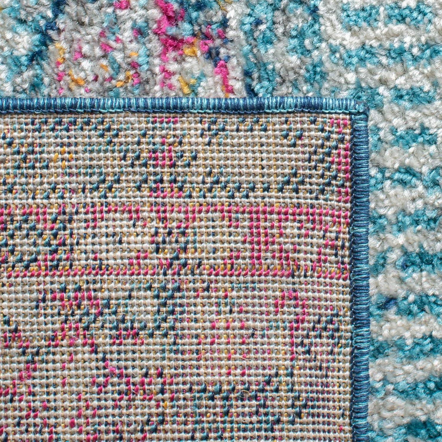 image:imageSAFAVIEH Madison Collection Area Rug 53 x 76 Grey amp Turquoise Boho Chic Design NonShedding amp Easy Care Ideal for High Traffic Areas in Living Room Bedroom MAD797GDenim BluePurple