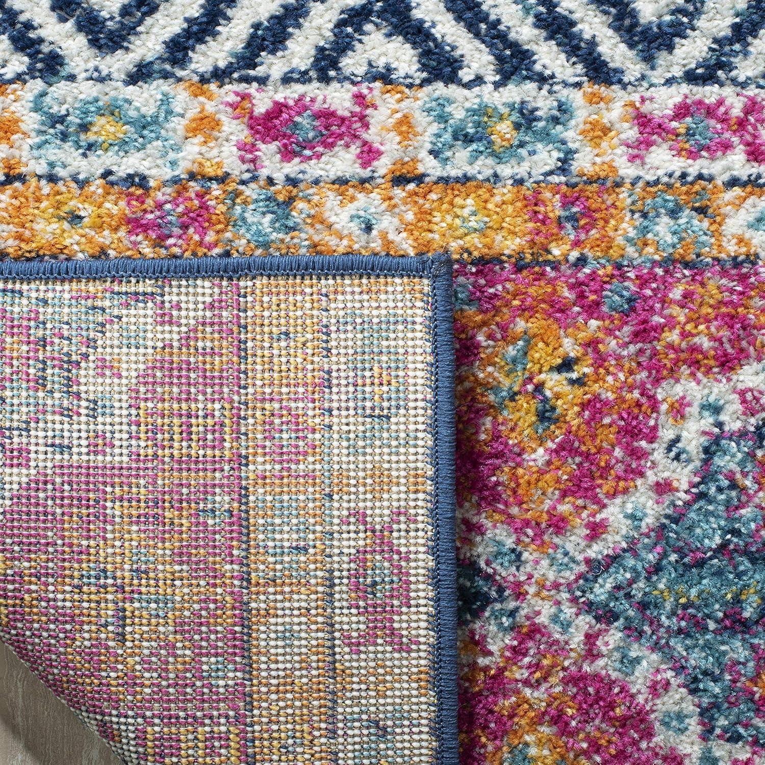 image:imageSAFAVIEH Madison Collection Area Rug 53 x 76 Grey amp Turquoise Boho Chic Design NonShedding amp Easy Care Ideal for High Traffic Areas in Living Room Bedroom MAD797GNavyIvory