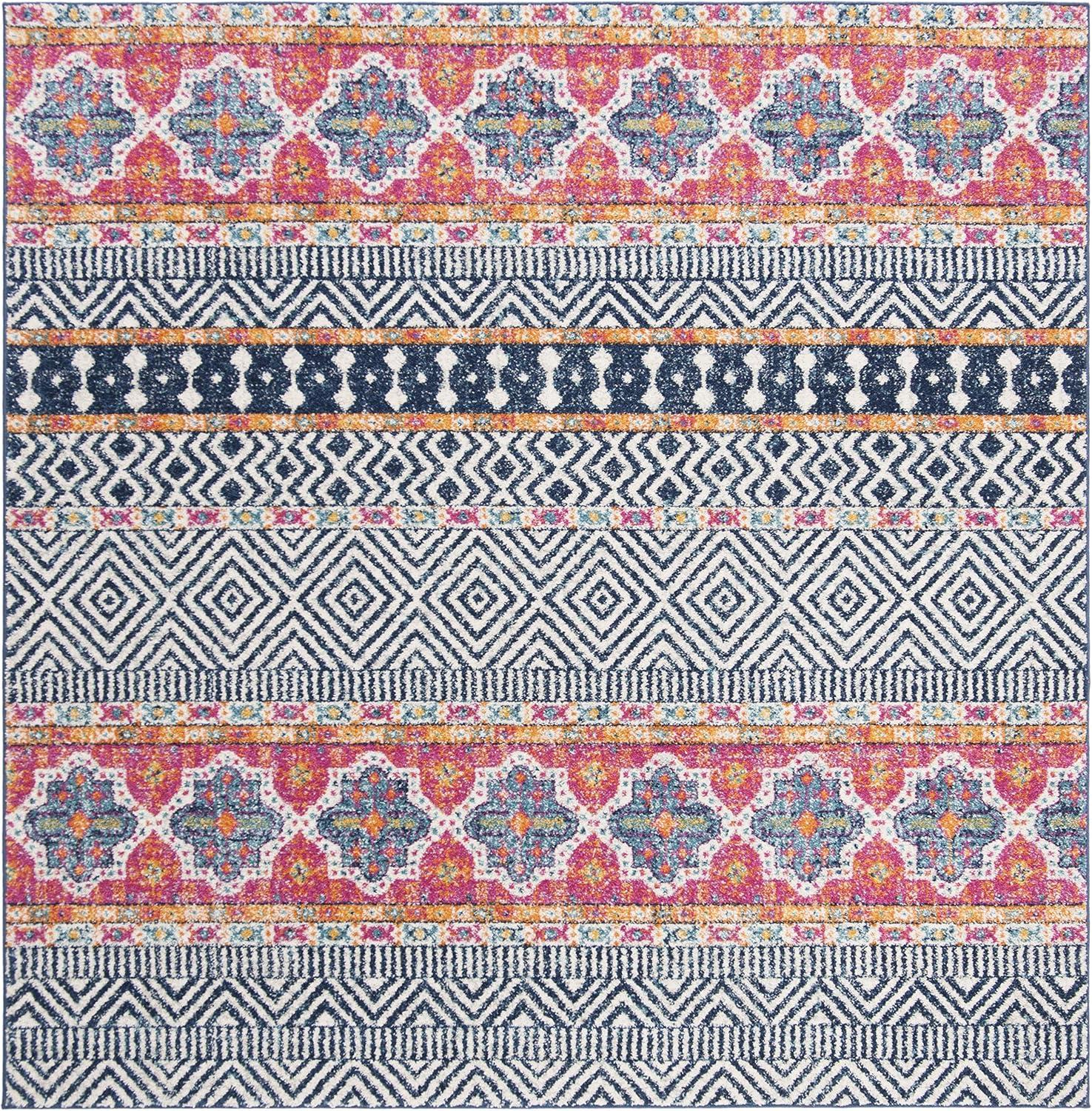 image:imageSAFAVIEH Madison Collection Area Rug 53 x 76 Grey amp Turquoise Boho Chic Design NonShedding amp Easy Care Ideal for High Traffic Areas in Living Room Bedroom MAD797GNavyIvory