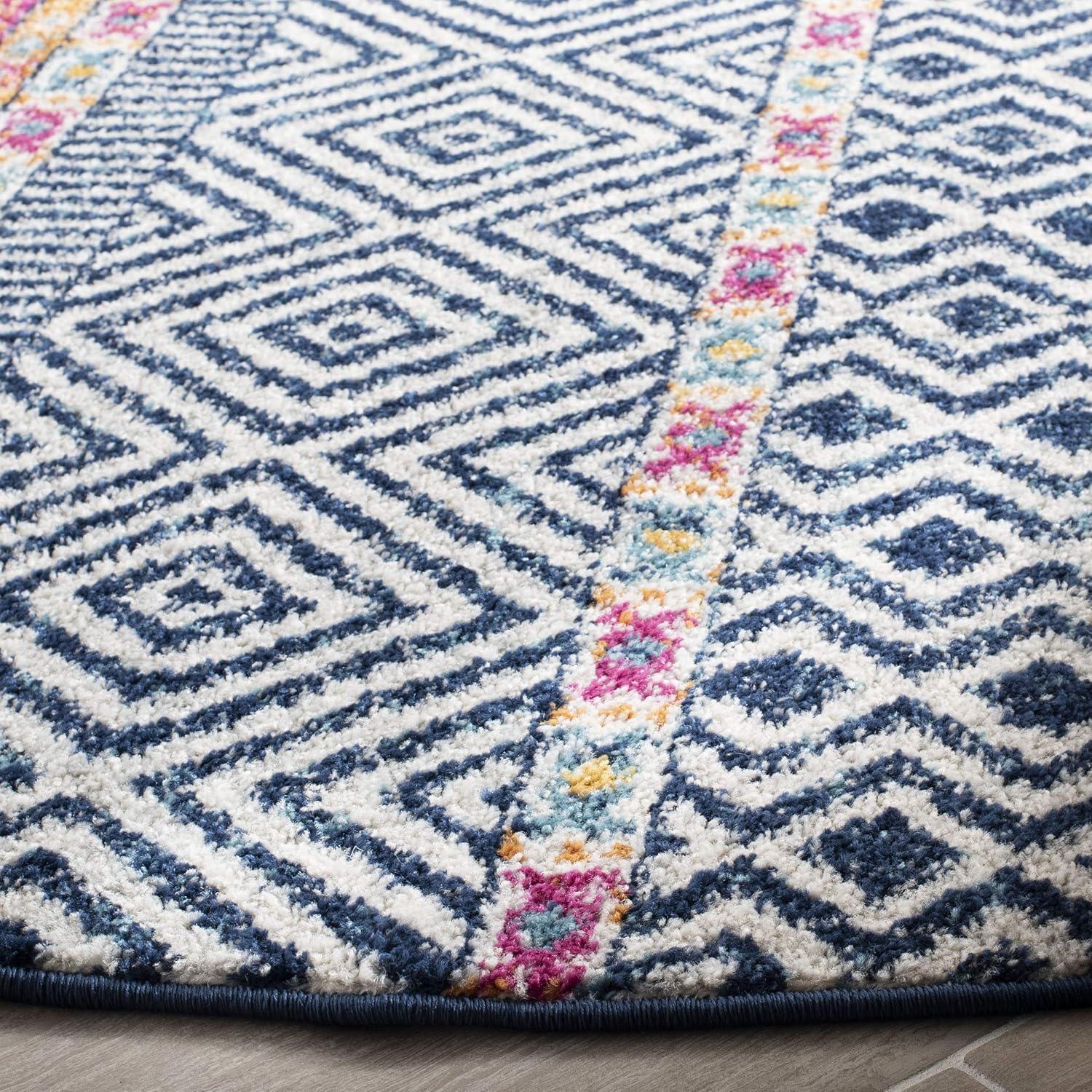image:imageSAFAVIEH Madison Collection Area Rug 53 x 76 Grey amp Turquoise Boho Chic Design NonShedding amp Easy Care Ideal for High Traffic Areas in Living Room Bedroom MAD797GNavyIvory