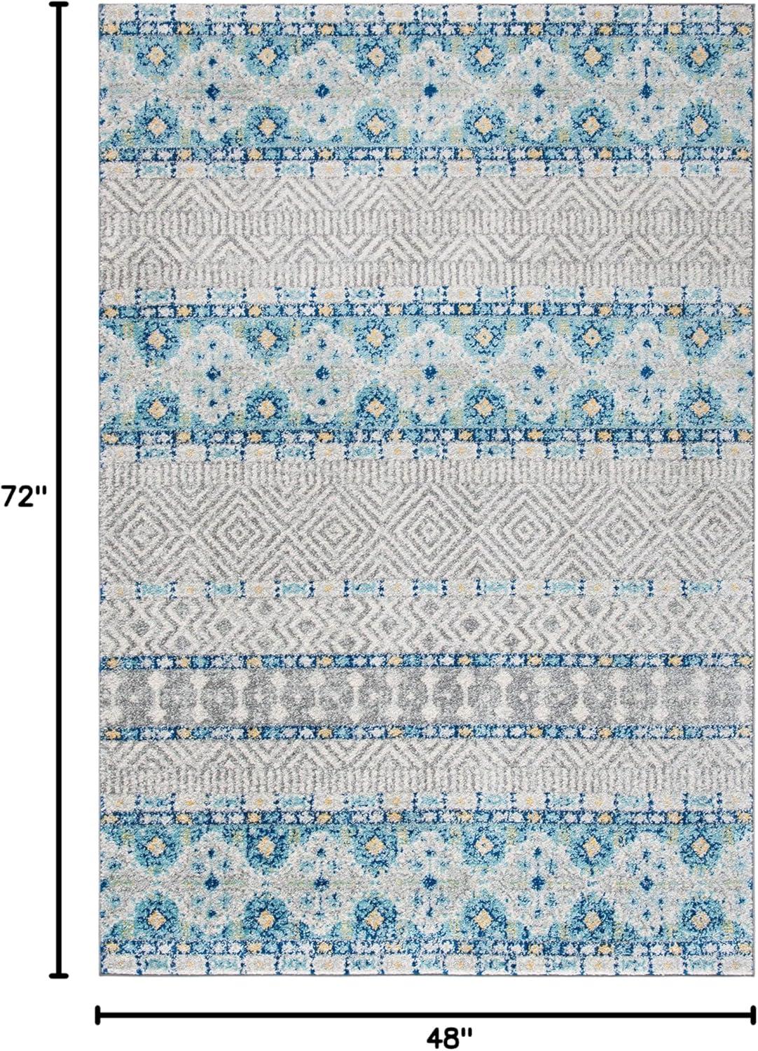 image:imageSAFAVIEH Madison Collection Area Rug 53 x 76 Grey amp Turquoise Boho Chic Design NonShedding amp Easy Care Ideal for High Traffic Areas in Living Room Bedroom MAD797GGreyTurquoise