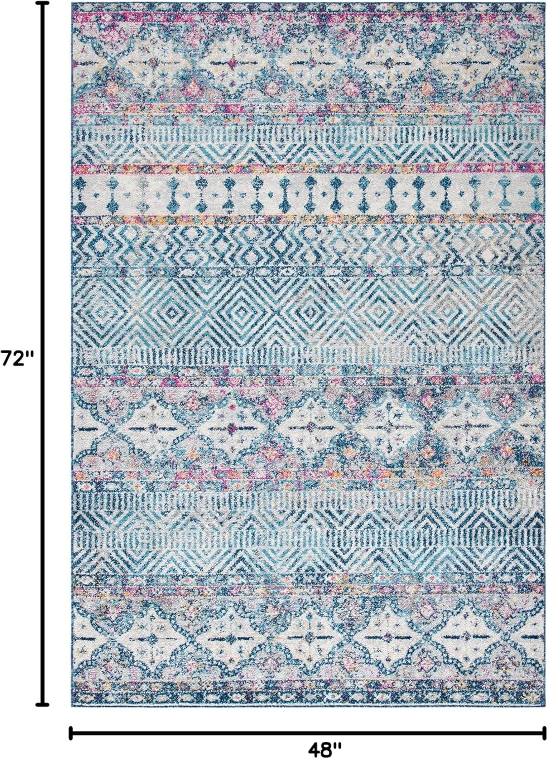 image:imageSAFAVIEH Madison Collection Area Rug 53 x 76 Grey amp Turquoise Boho Chic Design NonShedding amp Easy Care Ideal for High Traffic Areas in Living Room Bedroom MAD797GDenim BluePurple