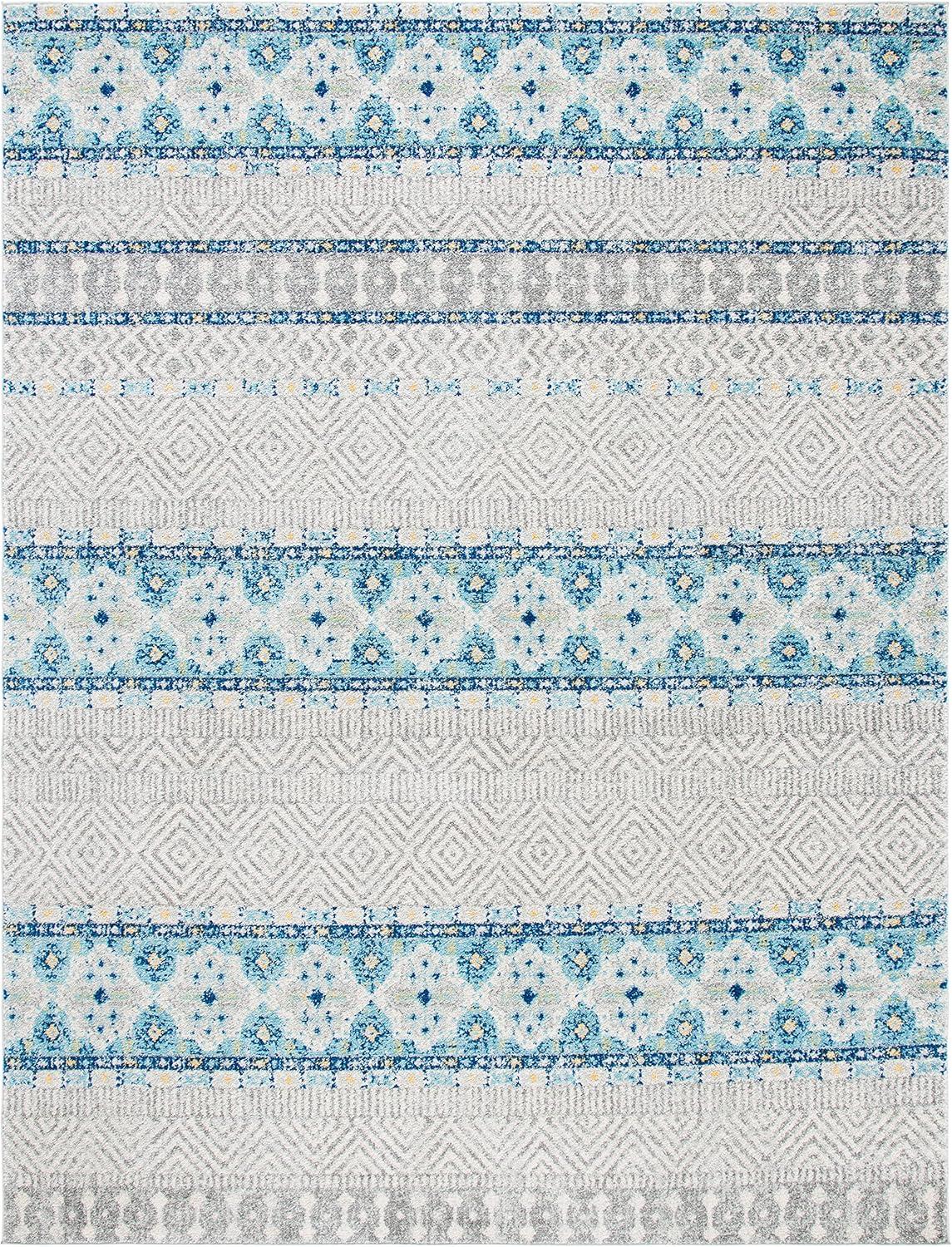 image:imageSAFAVIEH Madison Collection Area Rug 53 x 76 Grey amp Turquoise Boho Chic Design NonShedding amp Easy Care Ideal for High Traffic Areas in Living Room Bedroom MAD797GGreyTurquoise