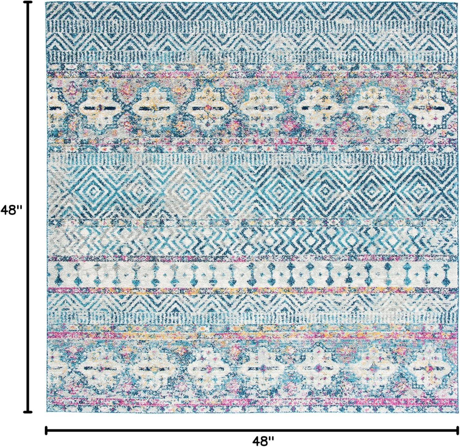 image:imageSAFAVIEH Madison Collection Area Rug 53 x 76 Grey amp Turquoise Boho Chic Design NonShedding amp Easy Care Ideal for High Traffic Areas in Living Room Bedroom MAD797GDenim BluePurple