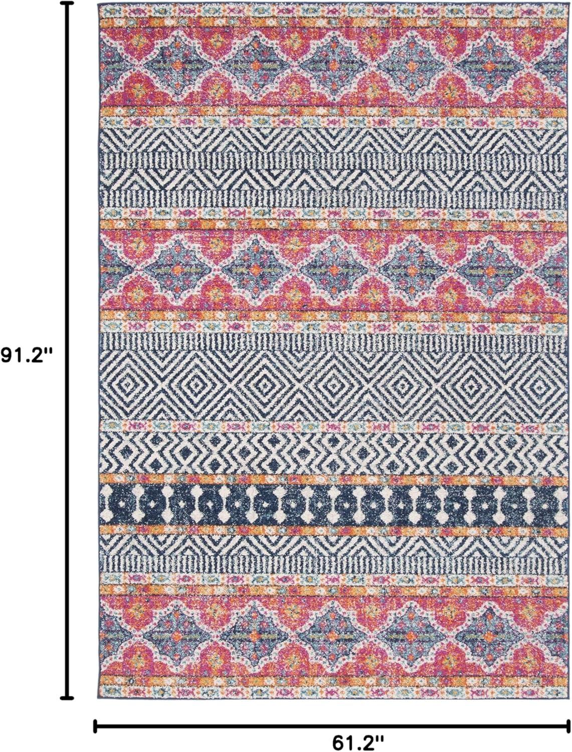 image:imageSAFAVIEH Madison Collection Area Rug 53 x 76 Grey amp Turquoise Boho Chic Design NonShedding amp Easy Care Ideal for High Traffic Areas in Living Room Bedroom MAD797GNavyIvory
