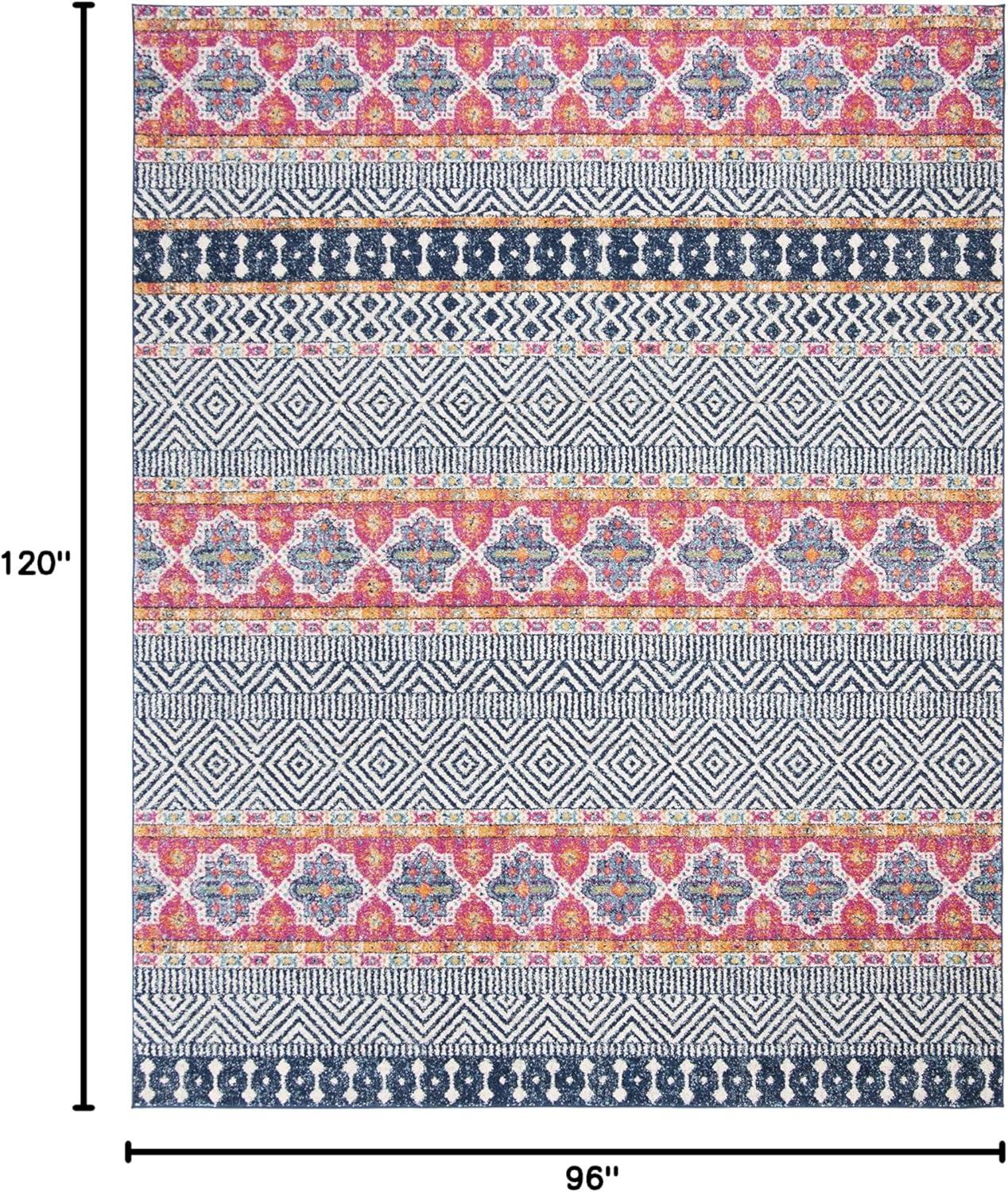 image:imageSAFAVIEH Madison Collection Area Rug 53 x 76 Grey amp Turquoise Boho Chic Design NonShedding amp Easy Care Ideal for High Traffic Areas in Living Room Bedroom MAD797GNavyIvory