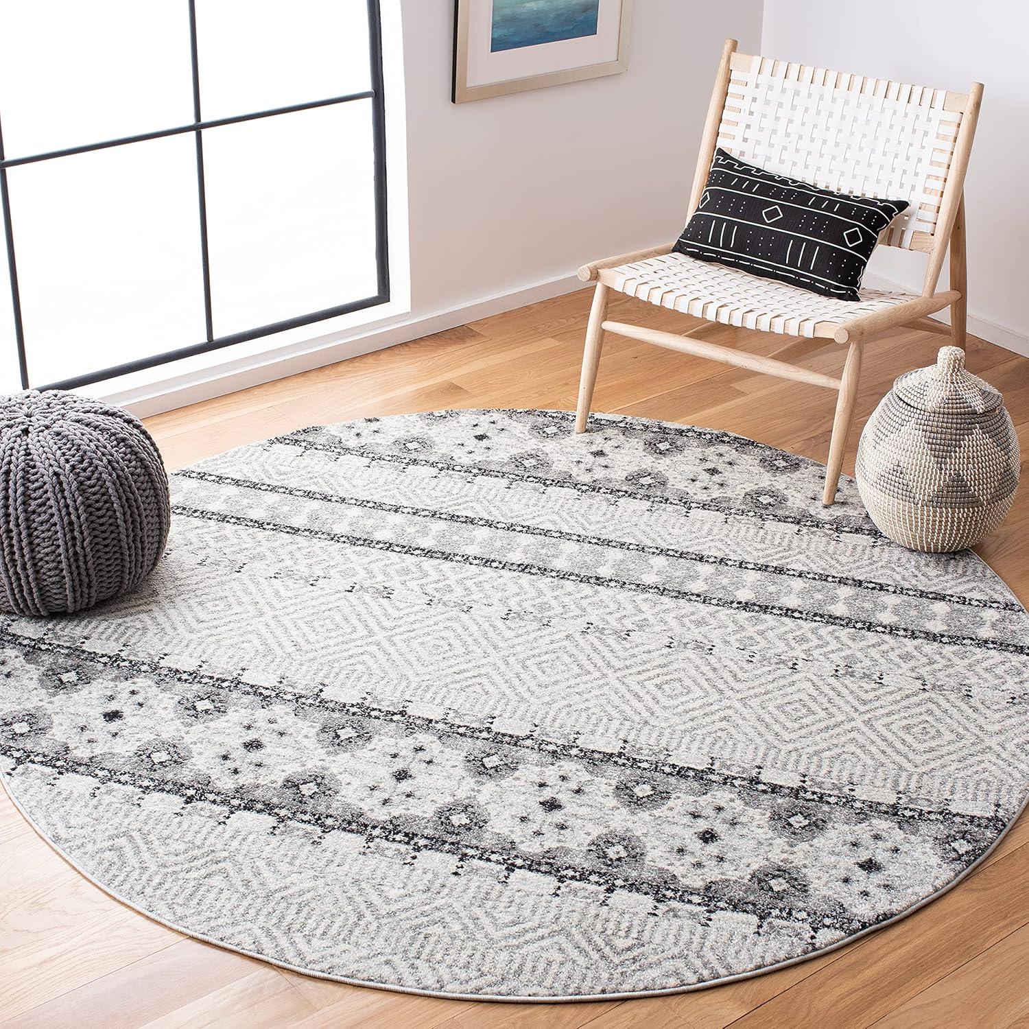 image:imageSAFAVIEH Madison Collection Area Rug 53 x 76 Grey amp Turquoise Boho Chic Design NonShedding amp Easy Care Ideal for High Traffic Areas in Living Room Bedroom MAD797GCharcoalGrey