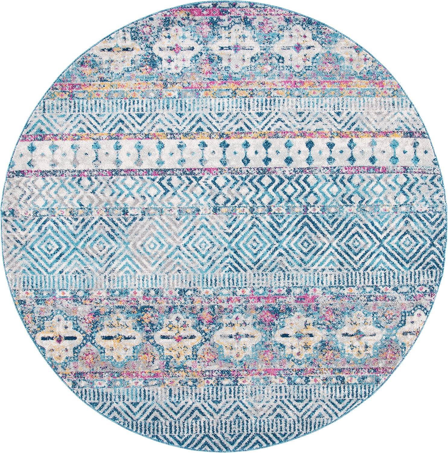 image:imageSAFAVIEH Madison Collection Area Rug 53 x 76 Grey amp Turquoise Boho Chic Design NonShedding amp Easy Care Ideal for High Traffic Areas in Living Room Bedroom MAD797GDenim BluePurple