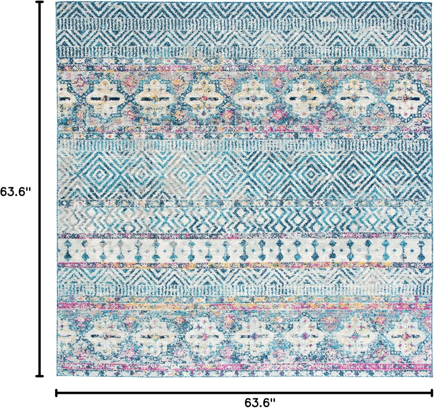 image:imageSAFAVIEH Madison Collection Area Rug 53 x 76 Grey amp Turquoise Boho Chic Design NonShedding amp Easy Care Ideal for High Traffic Areas in Living Room Bedroom MAD797GDenim BluePurple