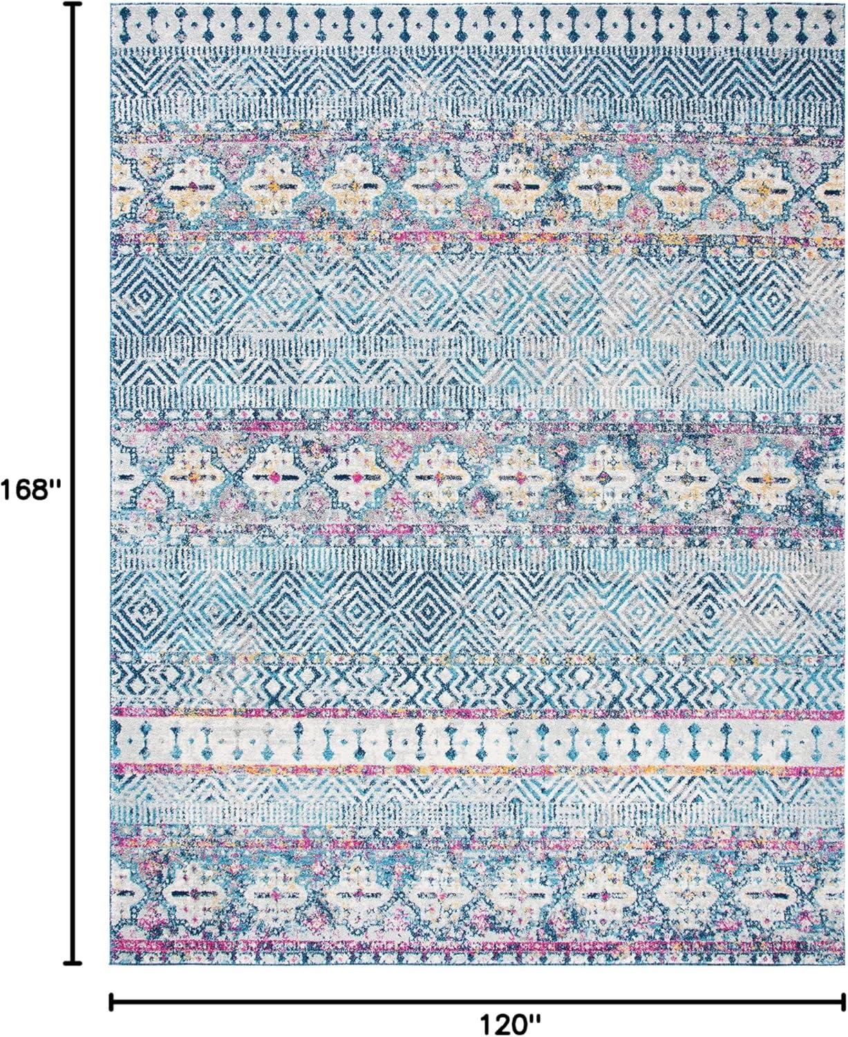 image:imageSAFAVIEH Madison Collection Area Rug 53 x 76 Grey amp Turquoise Boho Chic Design NonShedding amp Easy Care Ideal for High Traffic Areas in Living Room Bedroom MAD797GDenim BluePurple