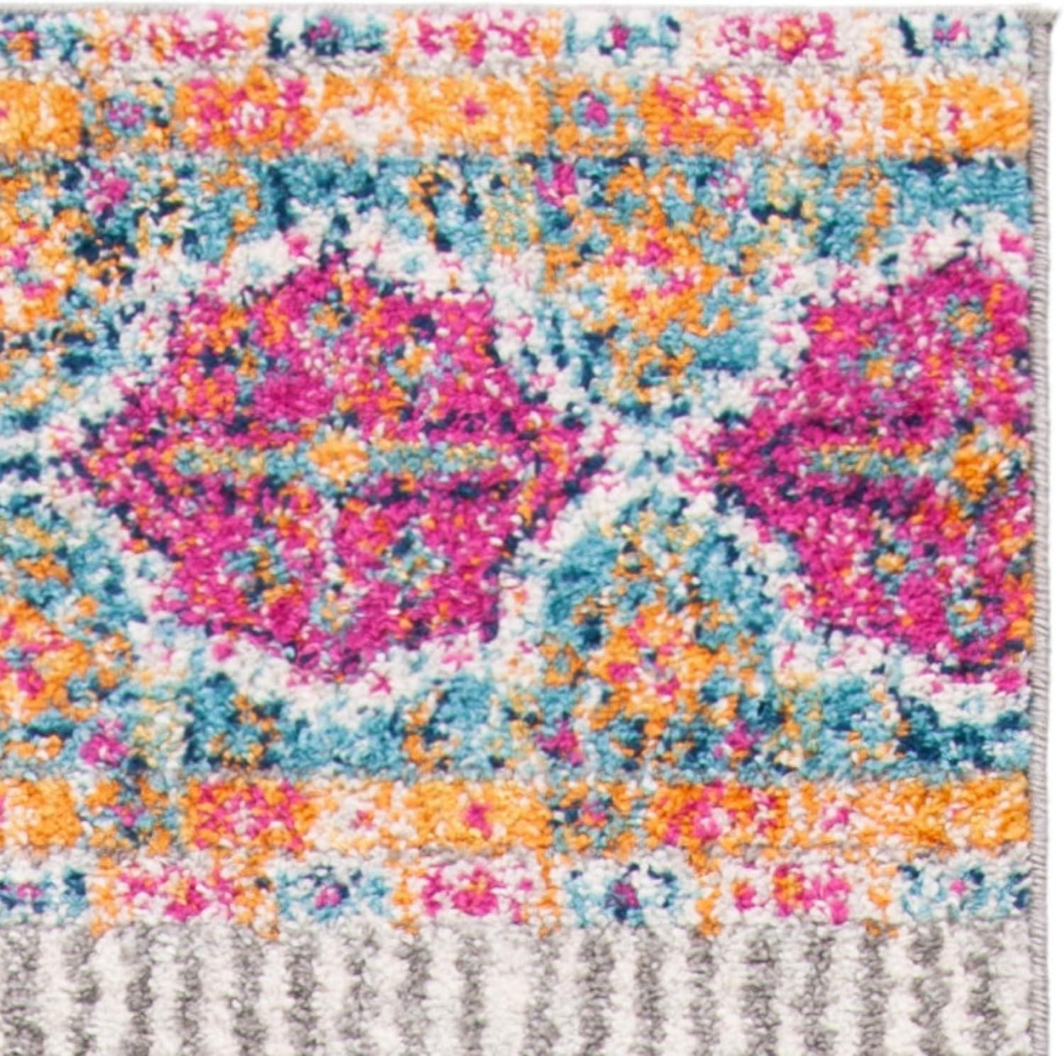 image:imageSAFAVIEH Madison Collection Area Rug 53 x 76 Grey amp Turquoise Boho Chic Design NonShedding amp Easy Care Ideal for High Traffic Areas in Living Room Bedroom MAD797GGreyIvory