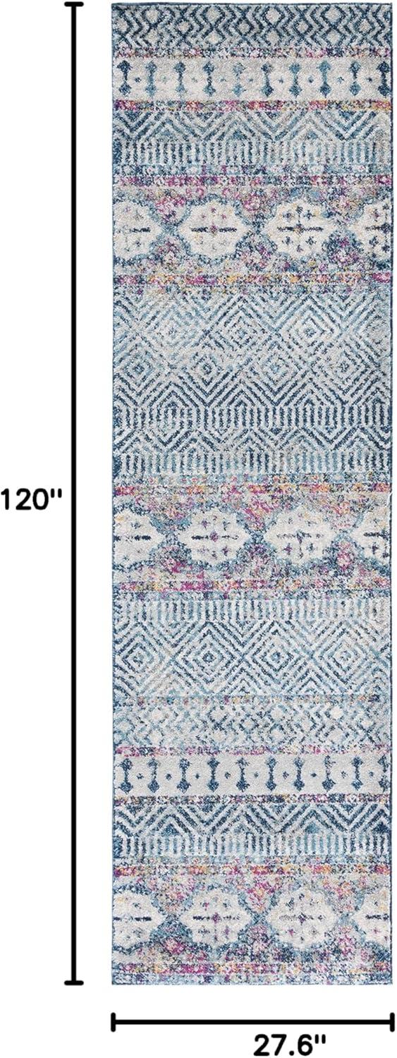 image:imageSAFAVIEH Madison Collection Area Rug 53 x 76 Grey amp Turquoise Boho Chic Design NonShedding amp Easy Care Ideal for High Traffic Areas in Living Room Bedroom MAD797GDenim BluePurple