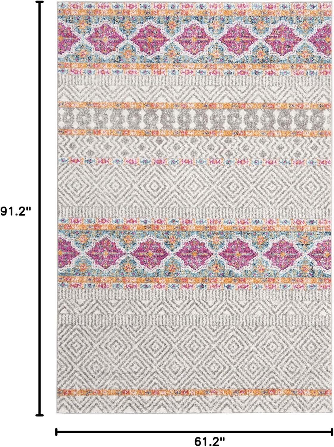 image:imageSAFAVIEH Madison Collection Area Rug 53 x 76 Grey amp Turquoise Boho Chic Design NonShedding amp Easy Care Ideal for High Traffic Areas in Living Room Bedroom MAD797GGreyIvory