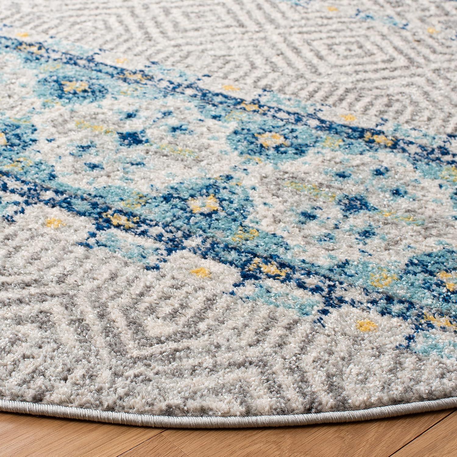 image:imageSAFAVIEH Madison Collection Area Rug 53 x 76 Grey amp Turquoise Boho Chic Design NonShedding amp Easy Care Ideal for High Traffic Areas in Living Room Bedroom MAD797GGreyTurquoise
