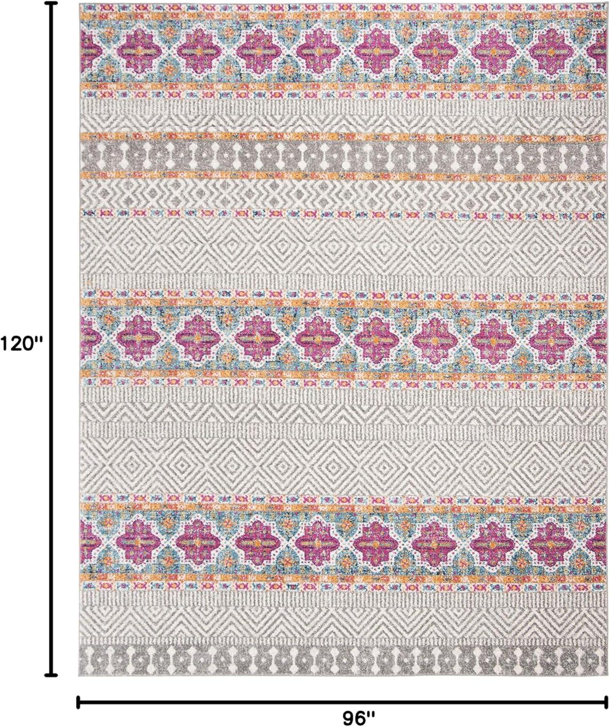image:imageSAFAVIEH Madison Collection Area Rug 53 x 76 Grey amp Turquoise Boho Chic Design NonShedding amp Easy Care Ideal for High Traffic Areas in Living Room Bedroom MAD797GGreyIvory