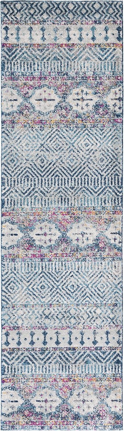 image:imageSAFAVIEH Madison Collection Area Rug 53 x 76 Grey amp Turquoise Boho Chic Design NonShedding amp Easy Care Ideal for High Traffic Areas in Living Room Bedroom MAD797GDenim BluePurple