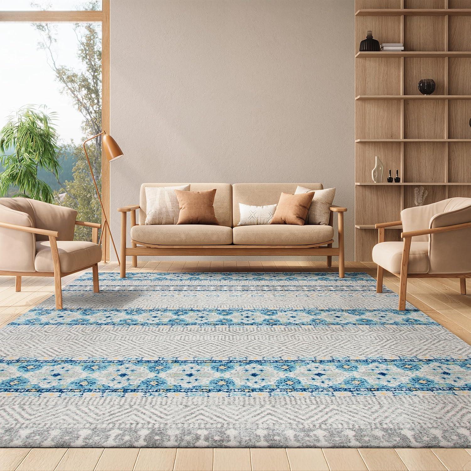 image:imageSAFAVIEH Madison Collection Area Rug 53 x 76 Grey amp Turquoise Boho Chic Design NonShedding amp Easy Care Ideal for High Traffic Areas in Living Room Bedroom MAD797GGreyTurquoise