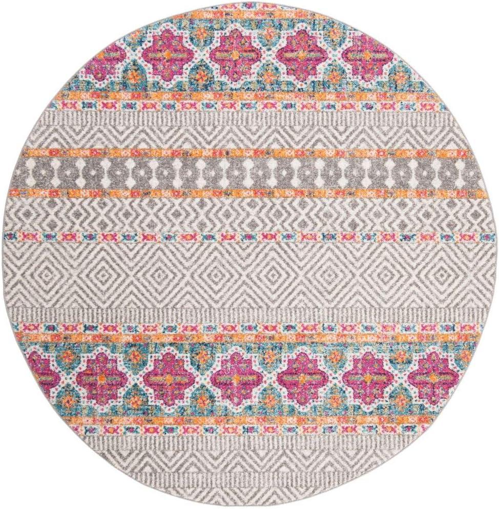 image:imageSAFAVIEH Madison Collection Area Rug 53 x 76 Grey amp Turquoise Boho Chic Design NonShedding amp Easy Care Ideal for High Traffic Areas in Living Room Bedroom MAD797GGreyIvory