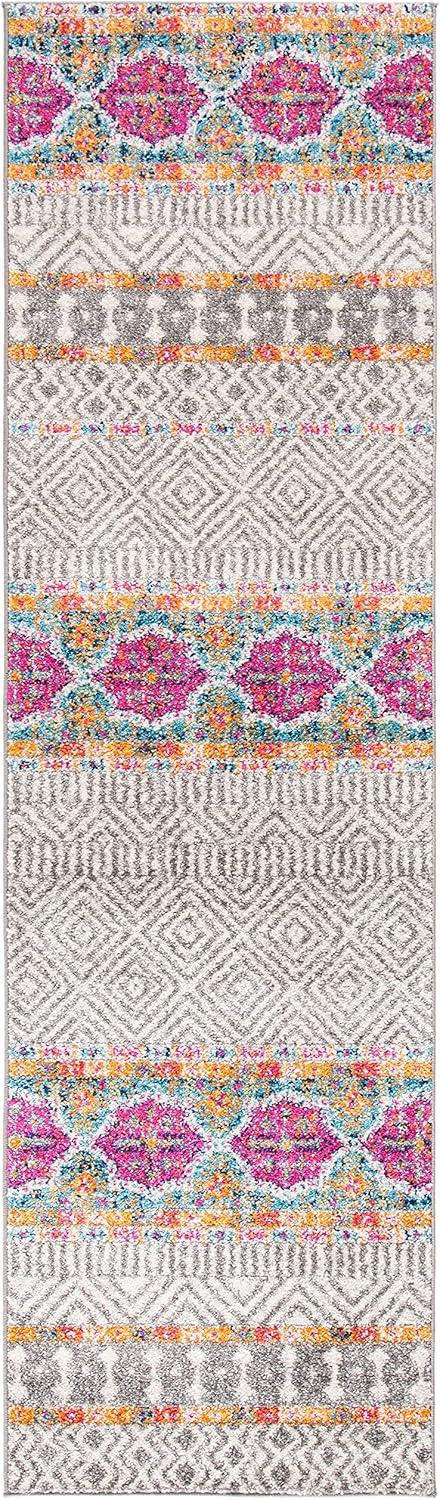 image:imageSAFAVIEH Madison Collection Area Rug 53 x 76 Grey amp Turquoise Boho Chic Design NonShedding amp Easy Care Ideal for High Traffic Areas in Living Room Bedroom MAD797GGreyIvory