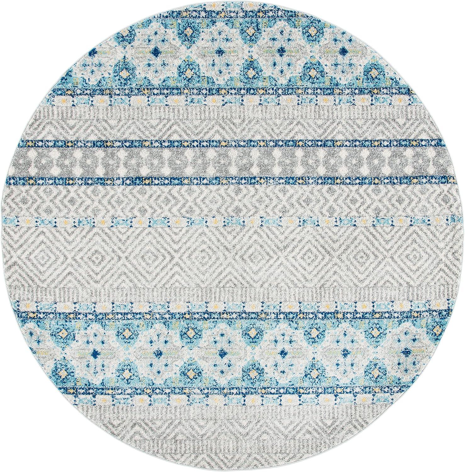 image:imageSAFAVIEH Madison Collection Area Rug 53 x 76 Grey amp Turquoise Boho Chic Design NonShedding amp Easy Care Ideal for High Traffic Areas in Living Room Bedroom MAD797GGreyTurquoise