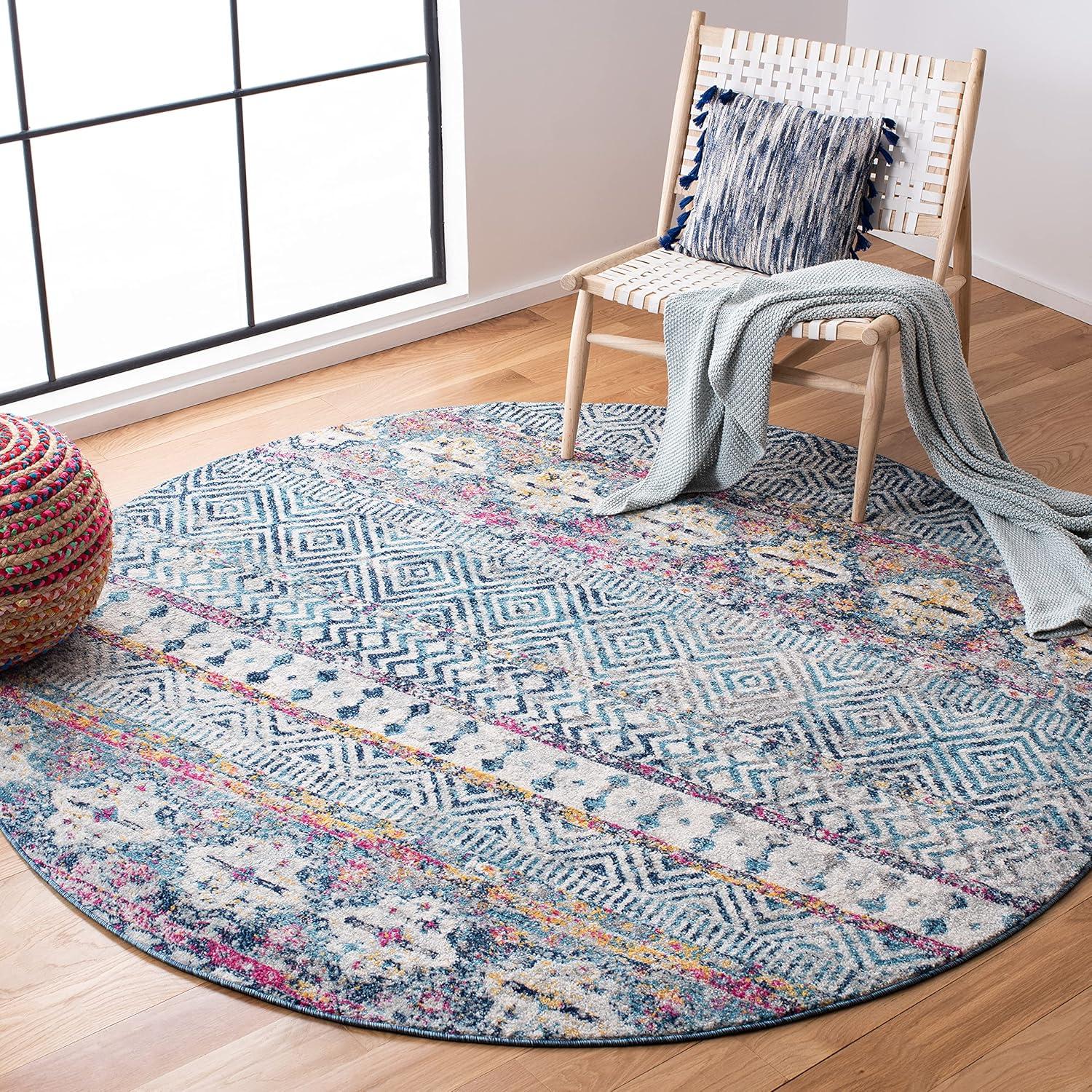image:imageSAFAVIEH Madison Collection Area Rug 53 x 76 Grey amp Turquoise Boho Chic Design NonShedding amp Easy Care Ideal for High Traffic Areas in Living Room Bedroom MAD797GDenim BluePurple