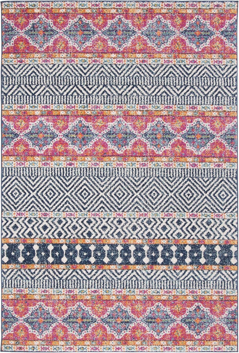 image:imageSAFAVIEH Madison Collection Area Rug 53 x 76 Grey amp Turquoise Boho Chic Design NonShedding amp Easy Care Ideal for High Traffic Areas in Living Room Bedroom MAD797GNavyIvory
