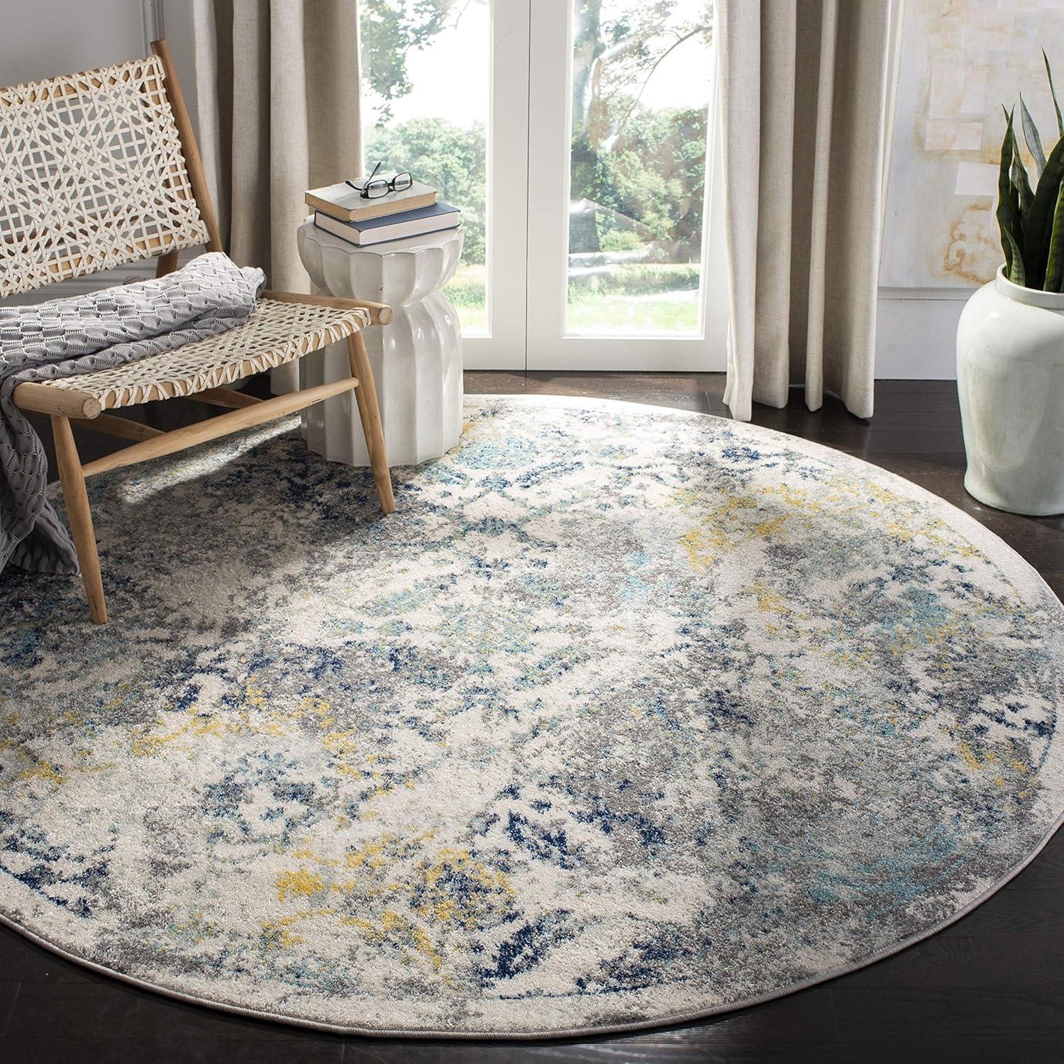 image:imageSAFAVIEH Madison Collection Area Rug 53 x 76 Ivory amp Blue Boho Chic Distressed Design NonShedding amp Easy Care Ideal for High Traffic Areas in Living Room Bedroom MAD159MIvoryBlue