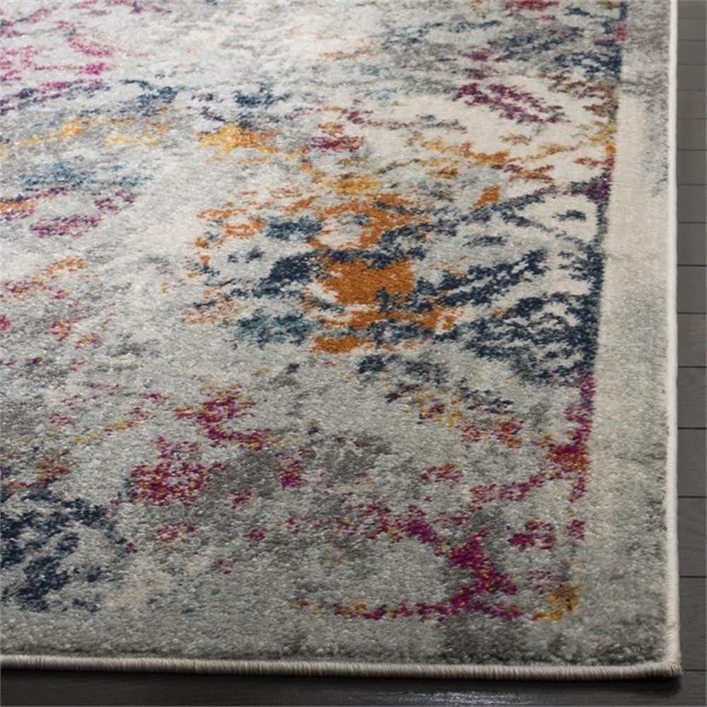 image:imageSAFAVIEH Madison Collection Area Rug 53 x 76 Ivory amp Blue Boho Chic Distressed Design NonShedding amp Easy Care Ideal for High Traffic Areas in Living Room Bedroom MAD159MLight GreyFuchsia