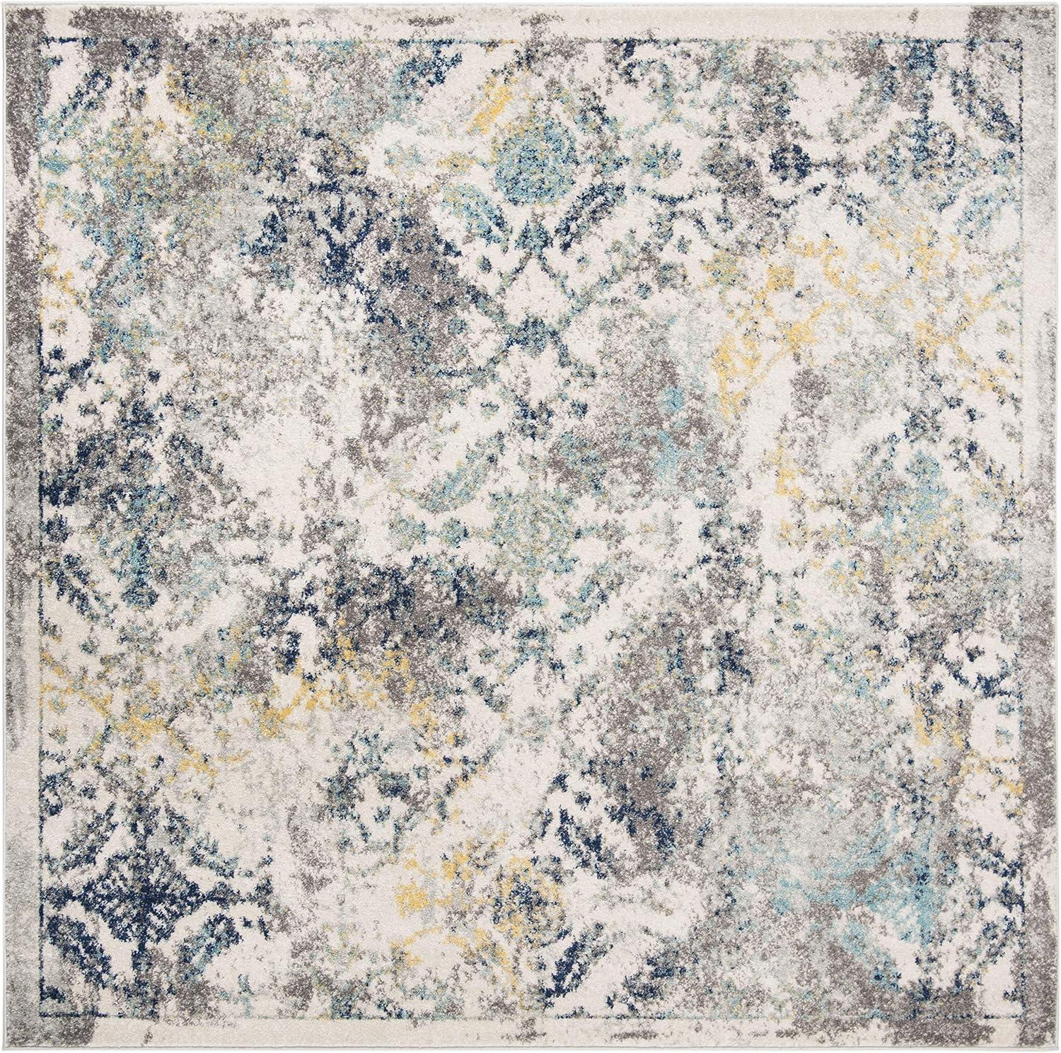 image:imageSAFAVIEH Madison Collection Area Rug 53 x 76 Ivory amp Blue Boho Chic Distressed Design NonShedding amp Easy Care Ideal for High Traffic Areas in Living Room Bedroom MAD159MIvoryBlue