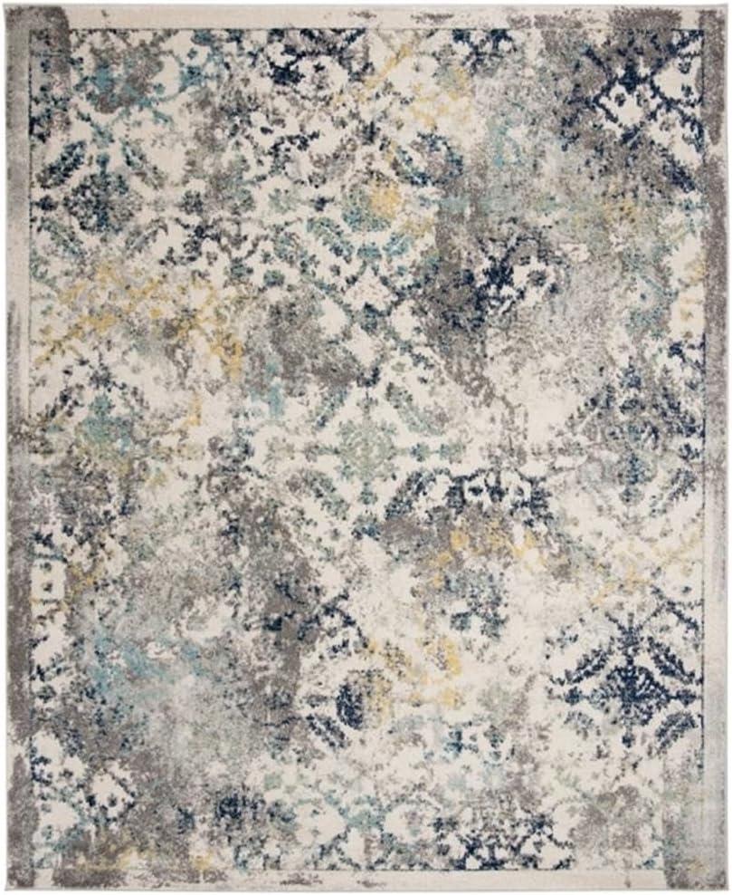 image:imageSAFAVIEH Madison Collection Area Rug 53 x 76 Ivory amp Blue Boho Chic Distressed Design NonShedding amp Easy Care Ideal for High Traffic Areas in Living Room Bedroom MAD159MIvoryBlue