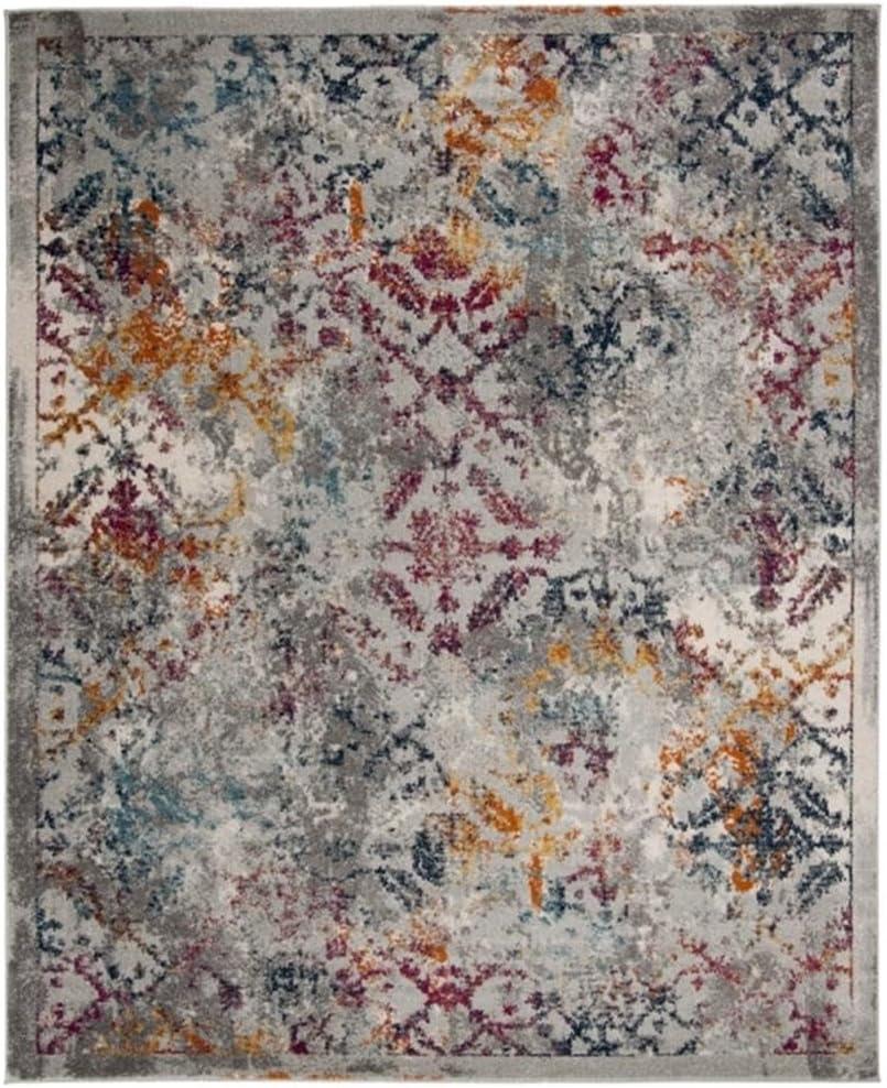 image:imageSAFAVIEH Madison Collection Area Rug 53 x 76 Ivory amp Blue Boho Chic Distressed Design NonShedding amp Easy Care Ideal for High Traffic Areas in Living Room Bedroom MAD159MLight GreyFuchsia