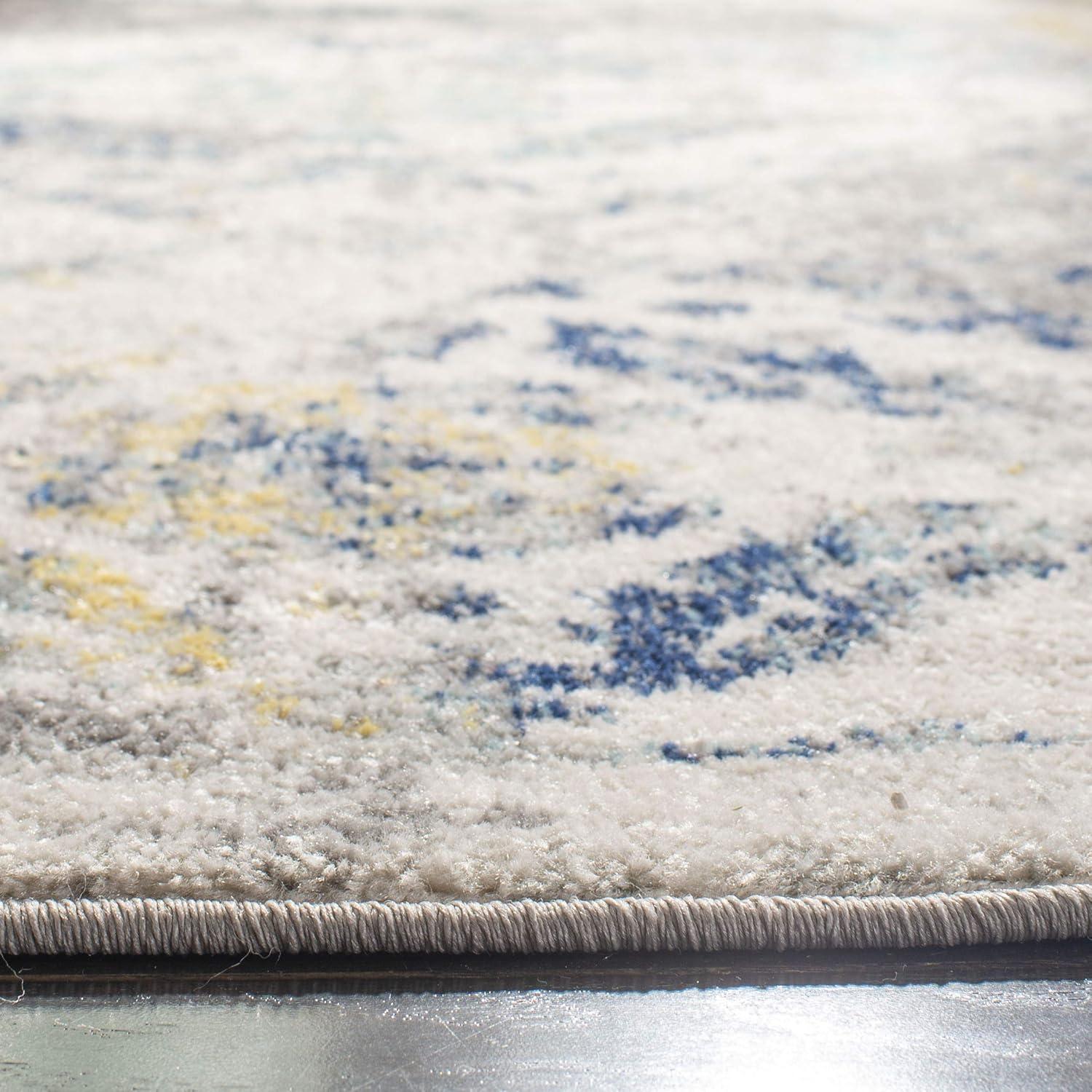 image:imageSAFAVIEH Madison Collection Area Rug 53 x 76 Ivory amp Blue Boho Chic Distressed Design NonShedding amp Easy Care Ideal for High Traffic Areas in Living Room Bedroom MAD159MIvoryBlue