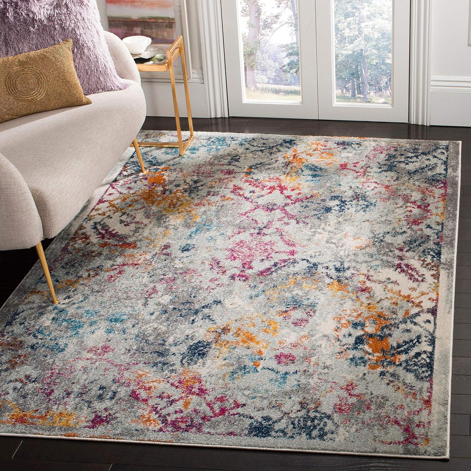 image:imageSAFAVIEH Madison Collection Area Rug 53 x 76 Ivory amp Blue Boho Chic Distressed Design NonShedding amp Easy Care Ideal for High Traffic Areas in Living Room Bedroom MAD159MIvoryBlue