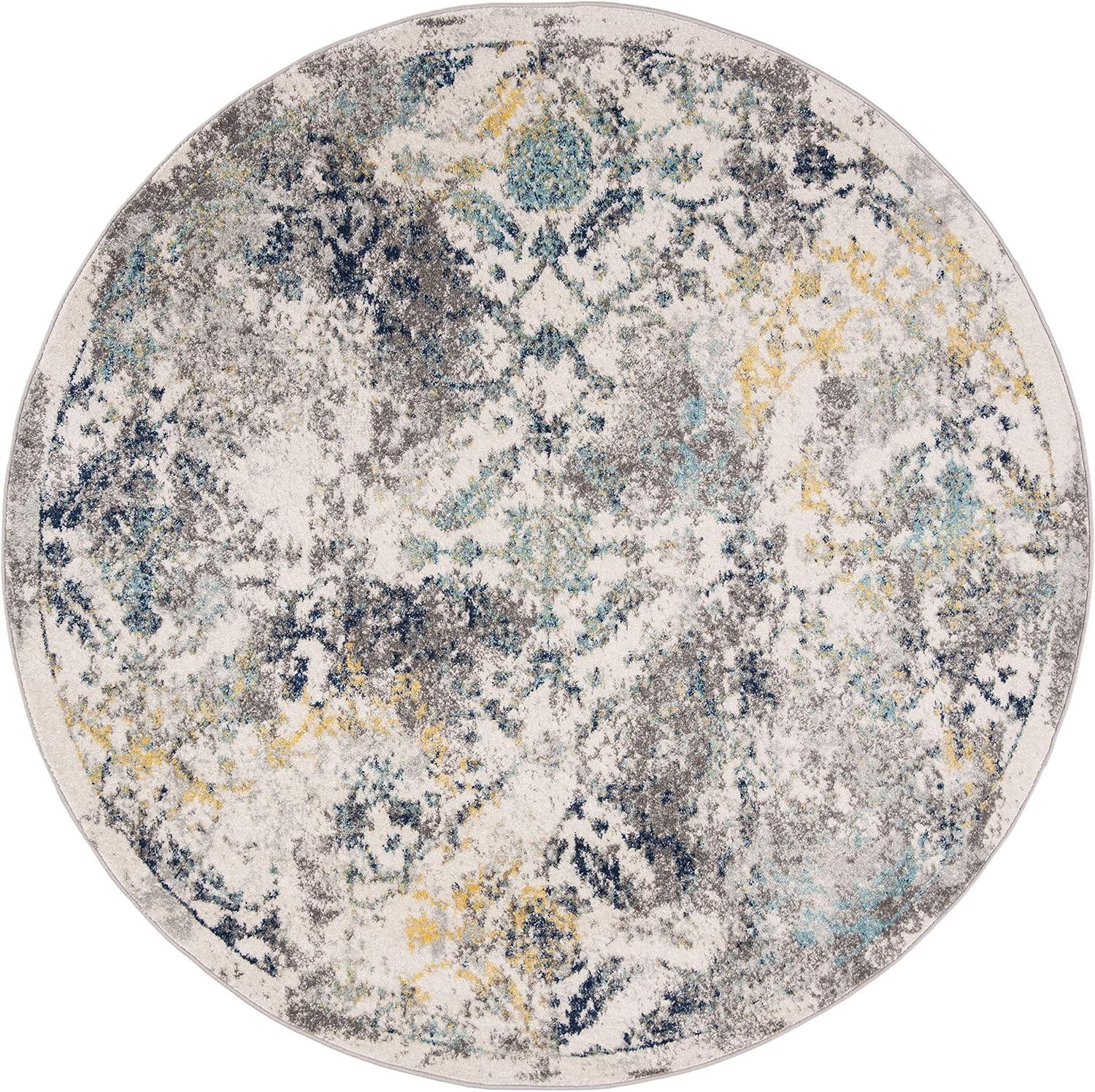 image:imageSAFAVIEH Madison Collection Area Rug 53 x 76 Ivory amp Blue Boho Chic Distressed Design NonShedding amp Easy Care Ideal for High Traffic Areas in Living Room Bedroom MAD159MIvoryBlue
