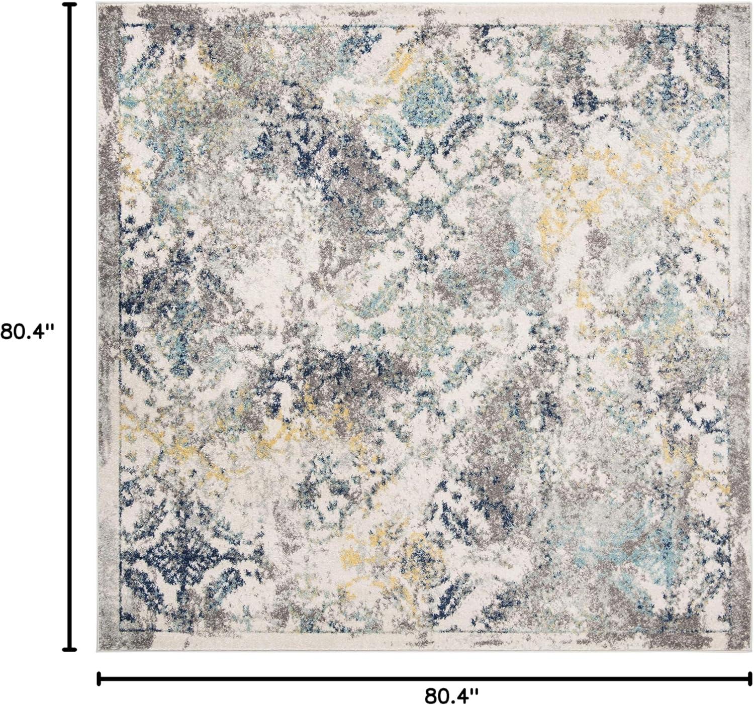 image:imageSAFAVIEH Madison Collection Area Rug 53 x 76 Ivory amp Blue Boho Chic Distressed Design NonShedding amp Easy Care Ideal for High Traffic Areas in Living Room Bedroom MAD159MIvoryBlue